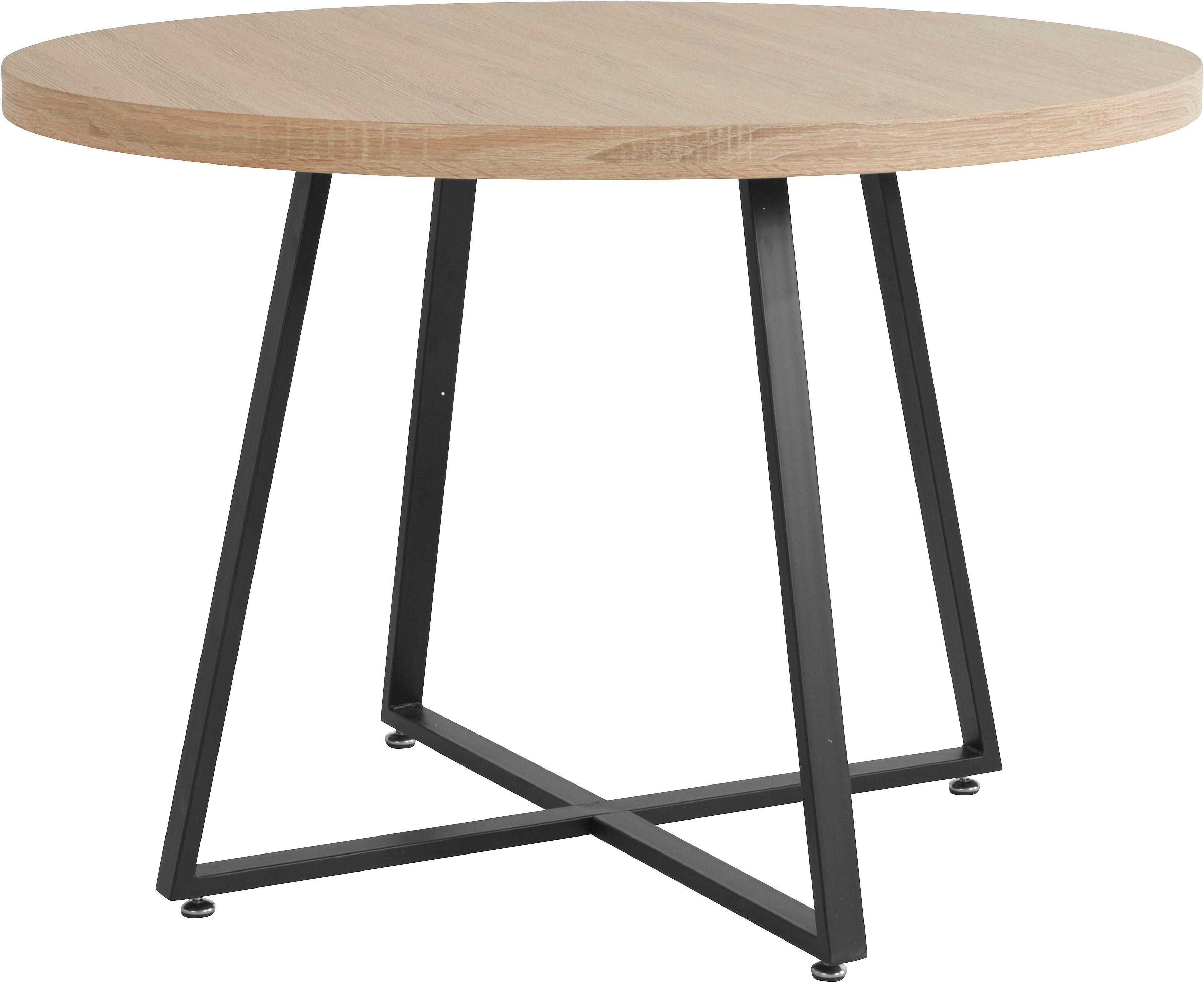 Home affaire Eettafel Anja, TOPSELLER! Diameter 110 cm, Scandi design, metalen frame