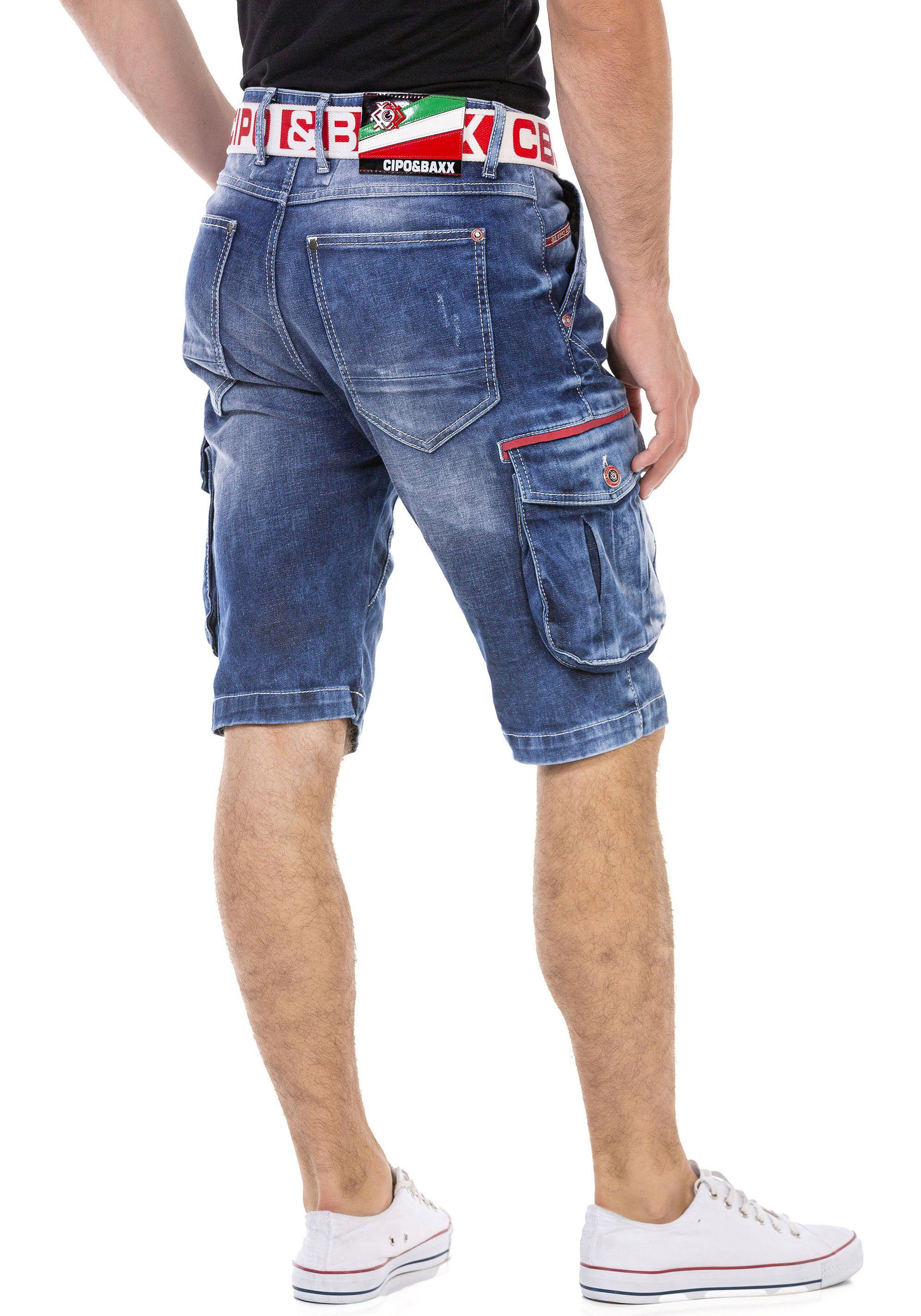 Cipo & Baxx Bermuda in denim , met cargozakken