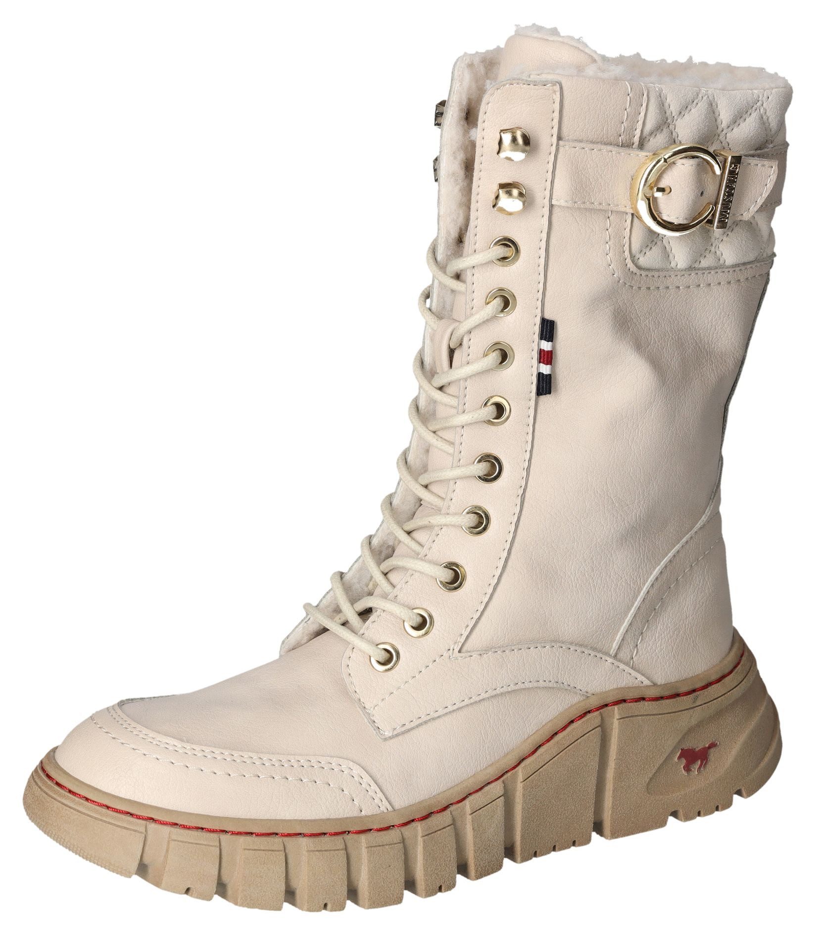 Mustang Shoes Winterlaarzen , veterschoenen, snowboots, profielzool met binnenrits dames winterlaarsjes maat 39 EU wit