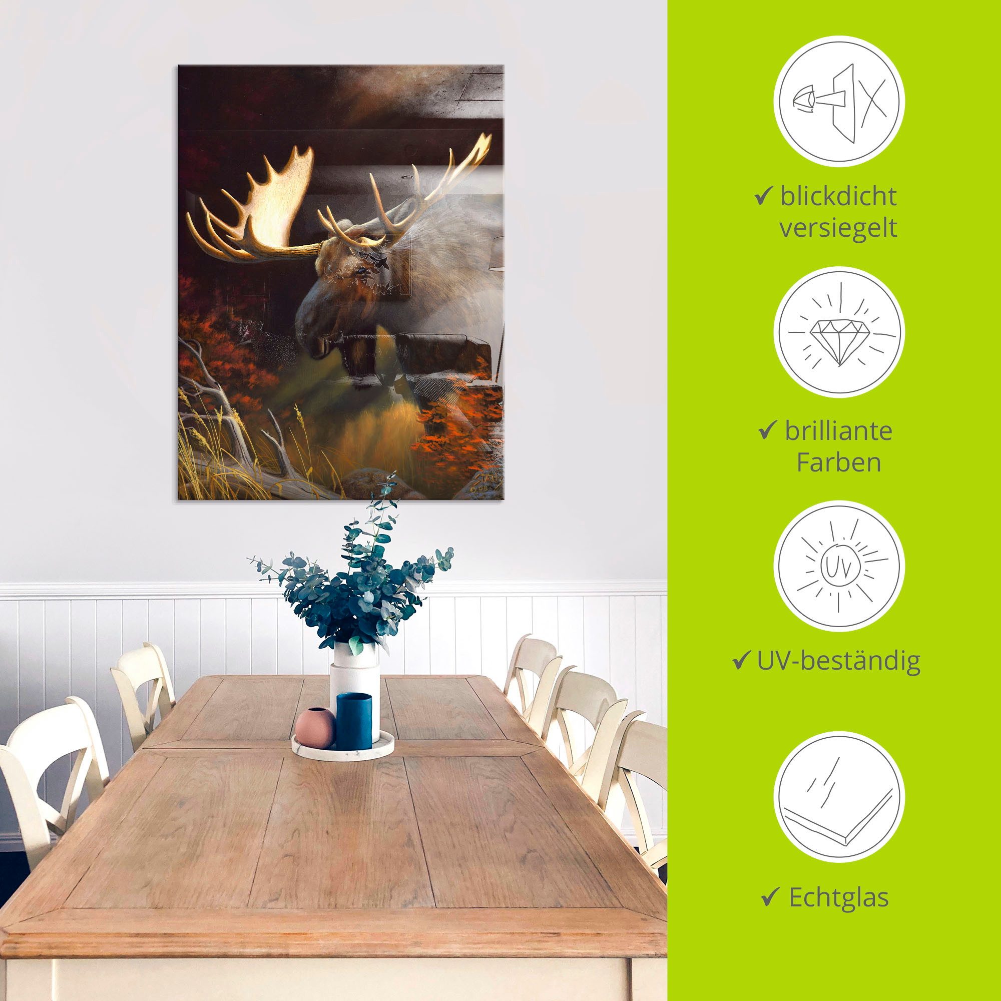 Artland Print op glas Eland foto in verschillende maten