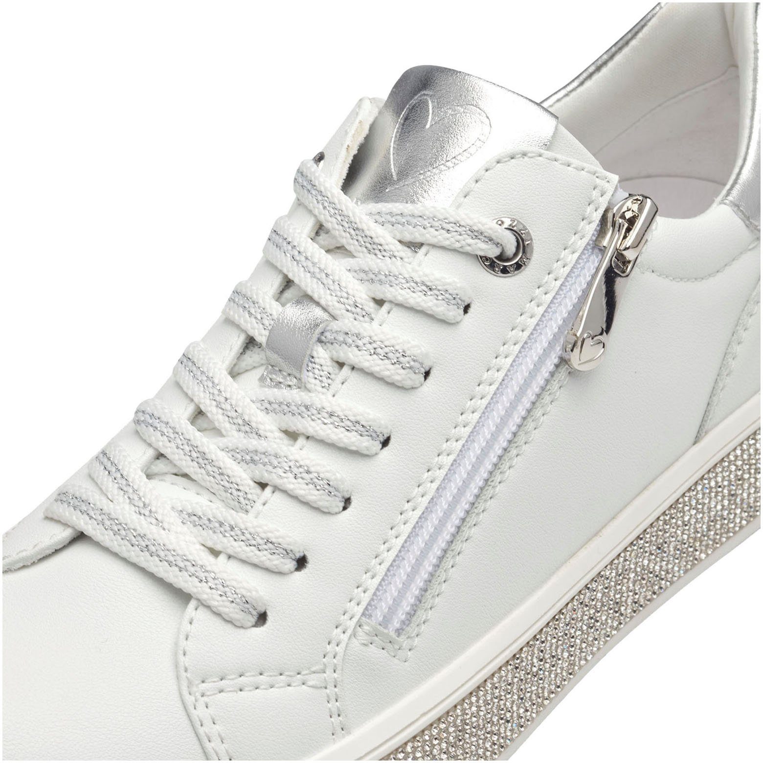 Marco Tozzi Plateausneakers vrijetijdsschoen, lage schoen, veterschoen met contrast bies