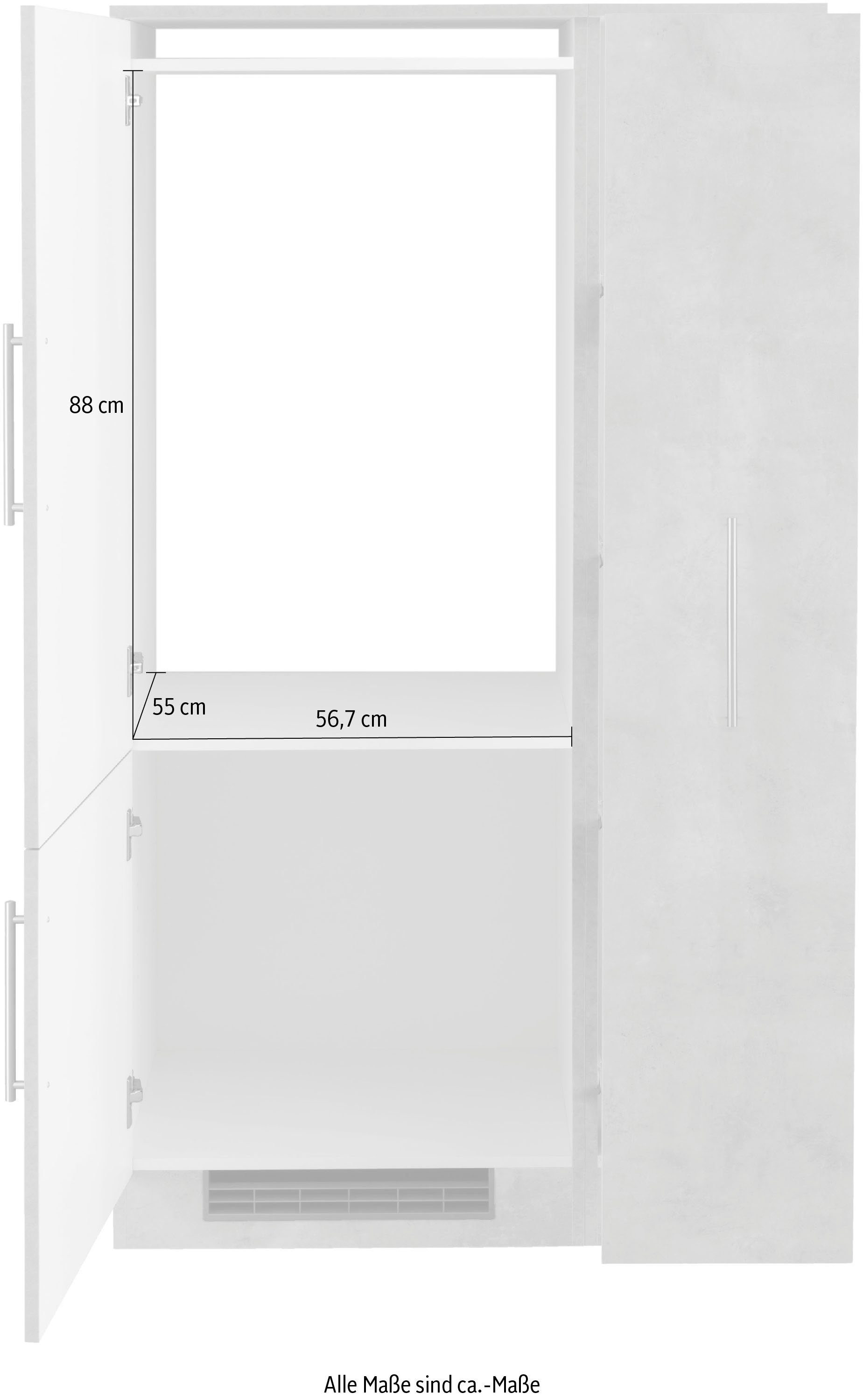 wiho Küchen Keuken Cali Koelombouwkast met opbergruimte, optioneel met elektrische apparaten, breedte 90 cm