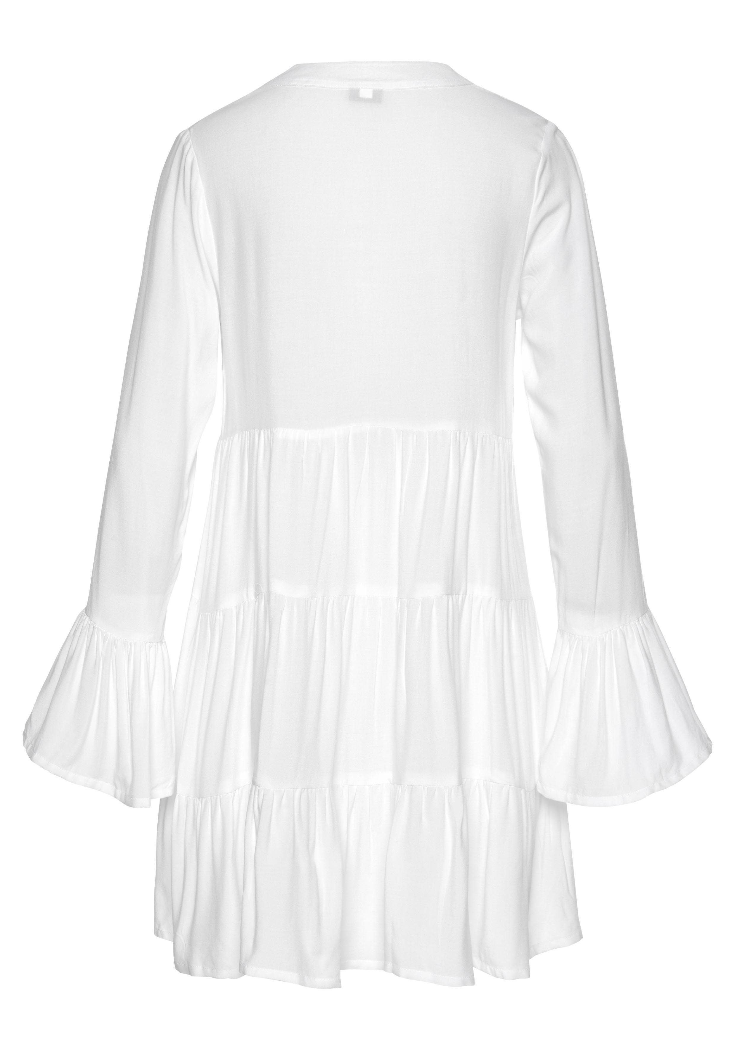 Lascana Lange blouse met kanten inzetstukken, tuniek, blousejurk, strandkleding