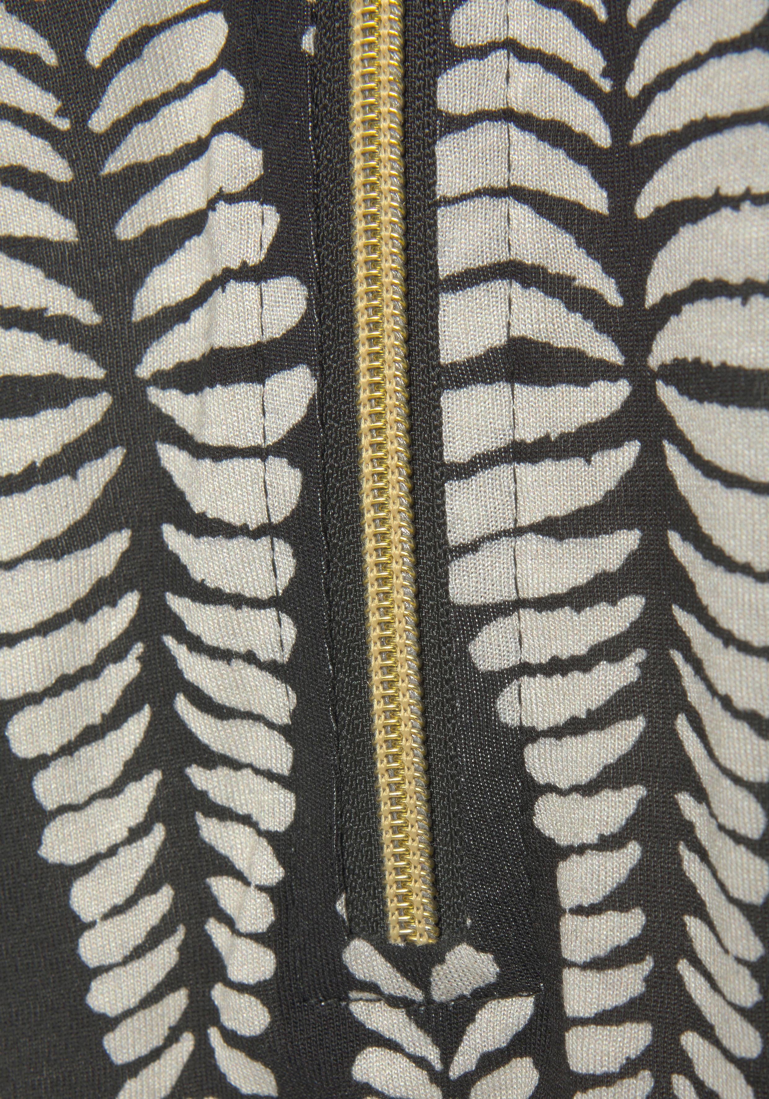 Lascana Strandtop met ritsdetail en alloverprint, zomers blousetop