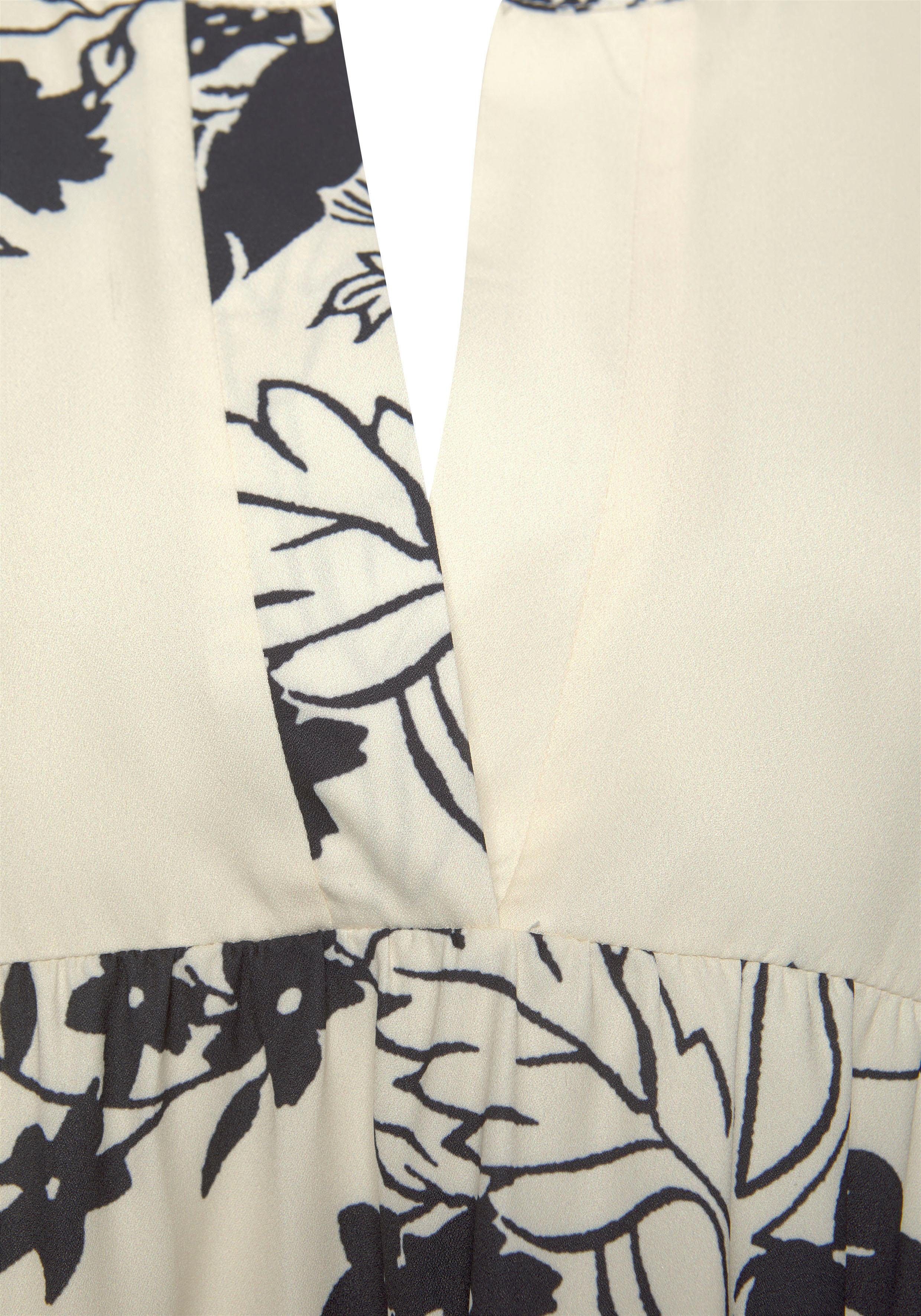 Lascana Blousejurk in wijd model met volants en bloemenprint, tuniekjurk, strandjurk
