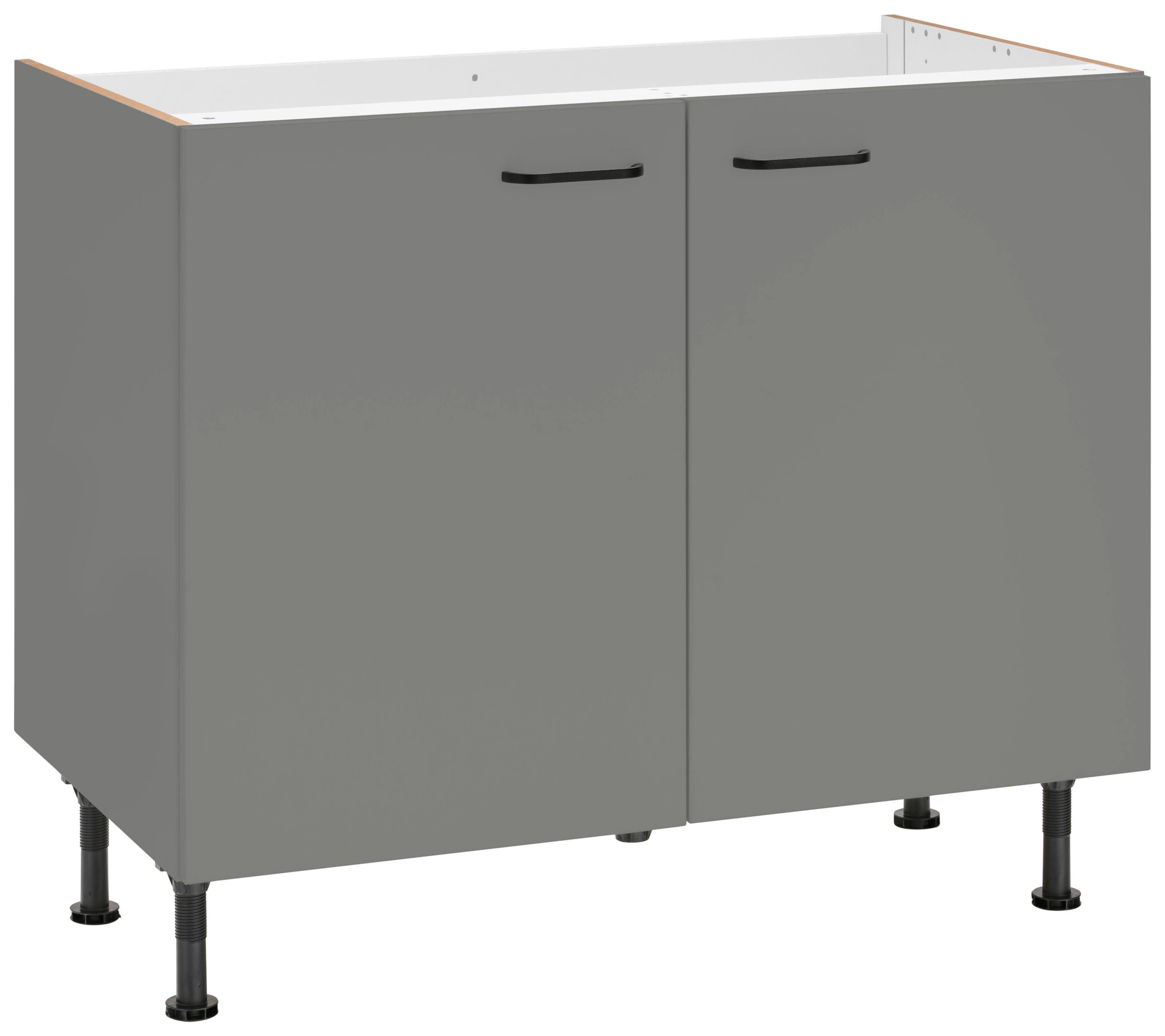 OPTIFIT Gootsteenkast Elga met soft-close-functie, in hoogte verstelbare poten, breedte 100 cm gootsteenkasten grijs