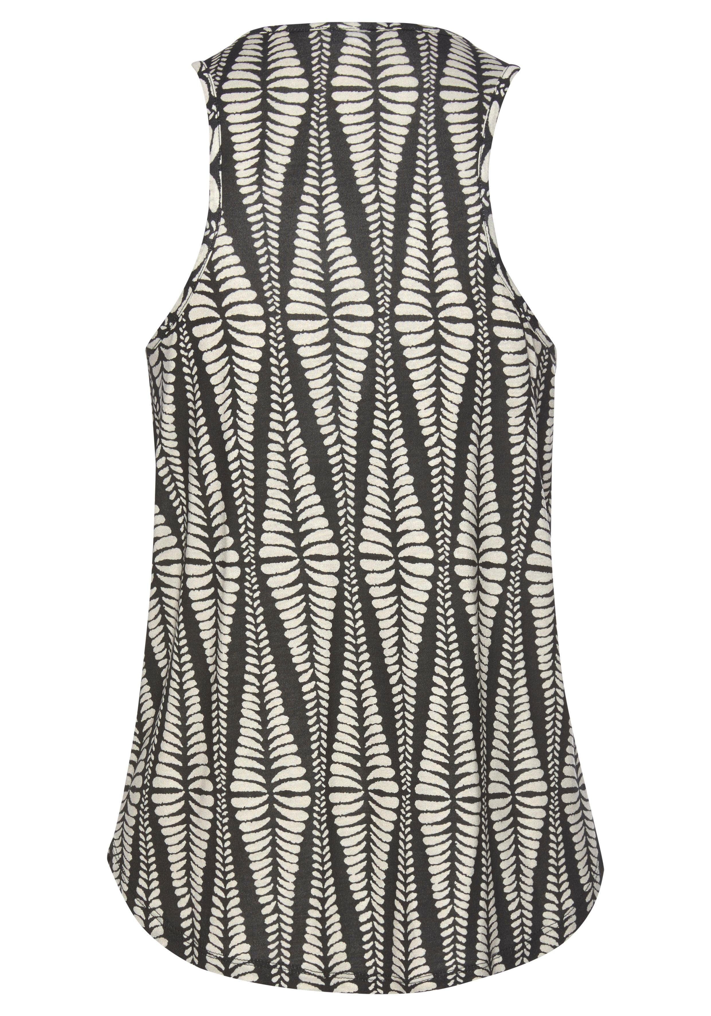 Lascana Strandtop met ritsdetail en alloverprint, zomers blousetop