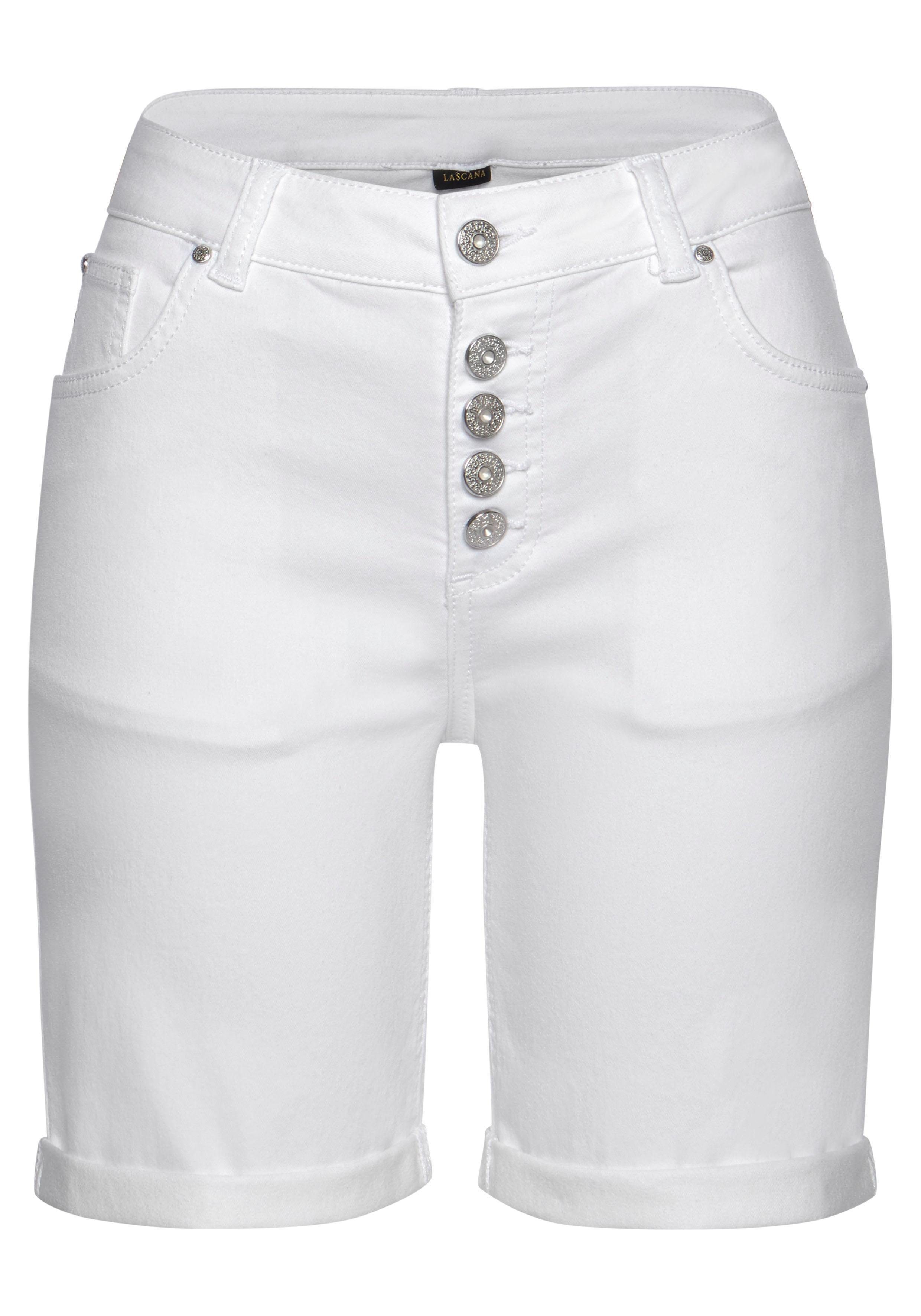 Lascana Bermuda met knoopsluiting, katoen stretchstof, korte broek