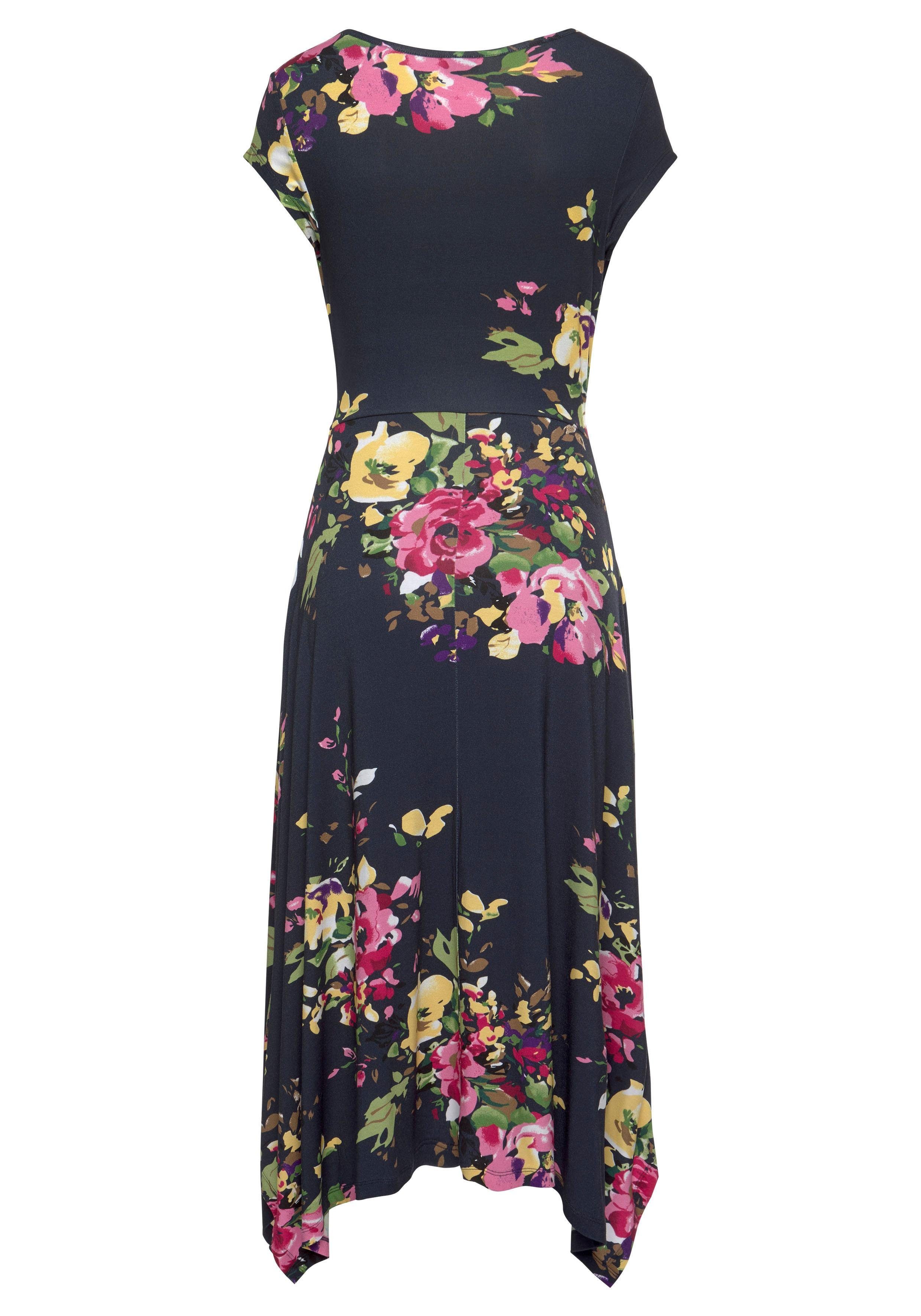 Beachtime Zomerjurk met puntige zoom en strik in de taille, jersey jurk, strandjurk