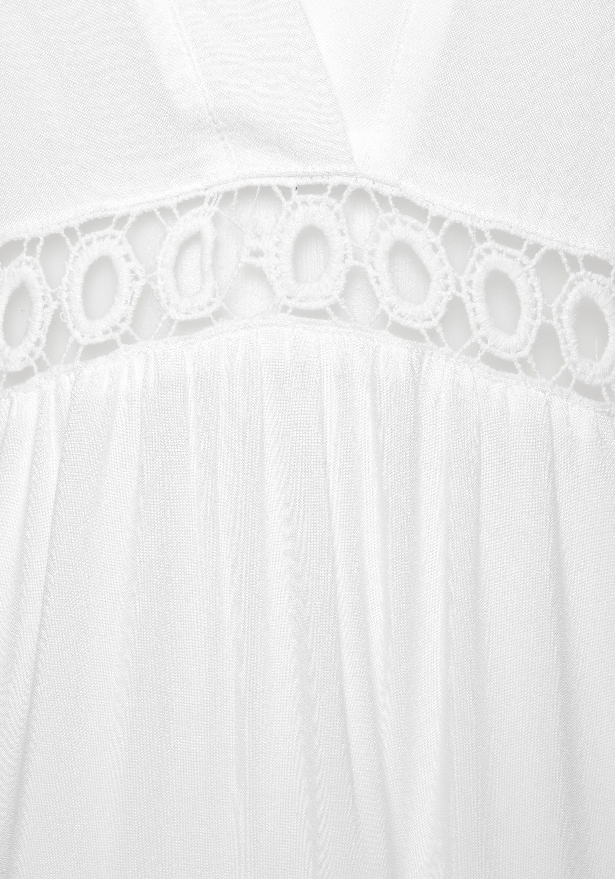 Lascana Lange blouse met kanten inzetstukken, tuniek, blousejurk, strandkleding
