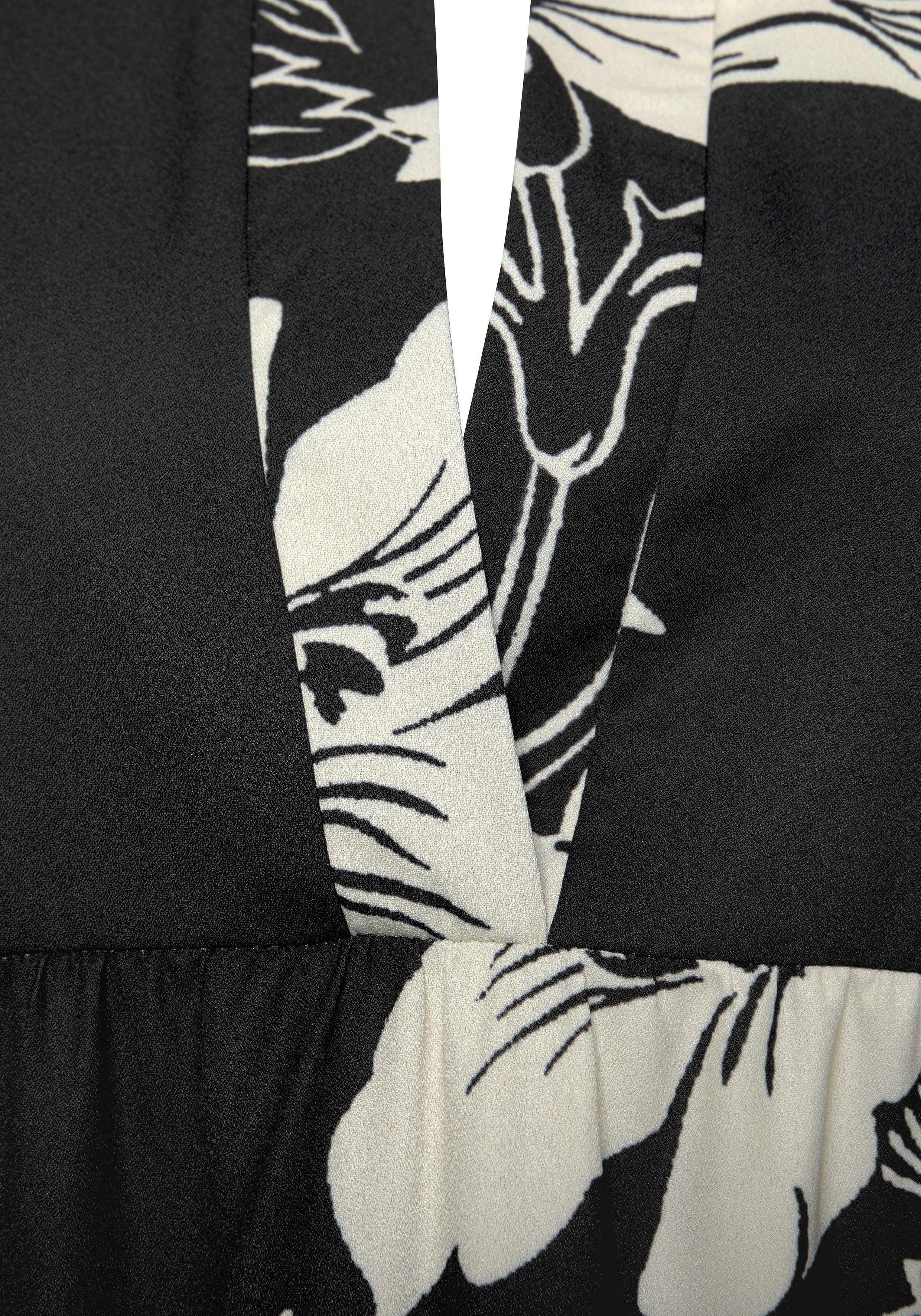Lascana Blousejurk in wijd model met volants en bloemenprint, tuniekjurk, strandjurk