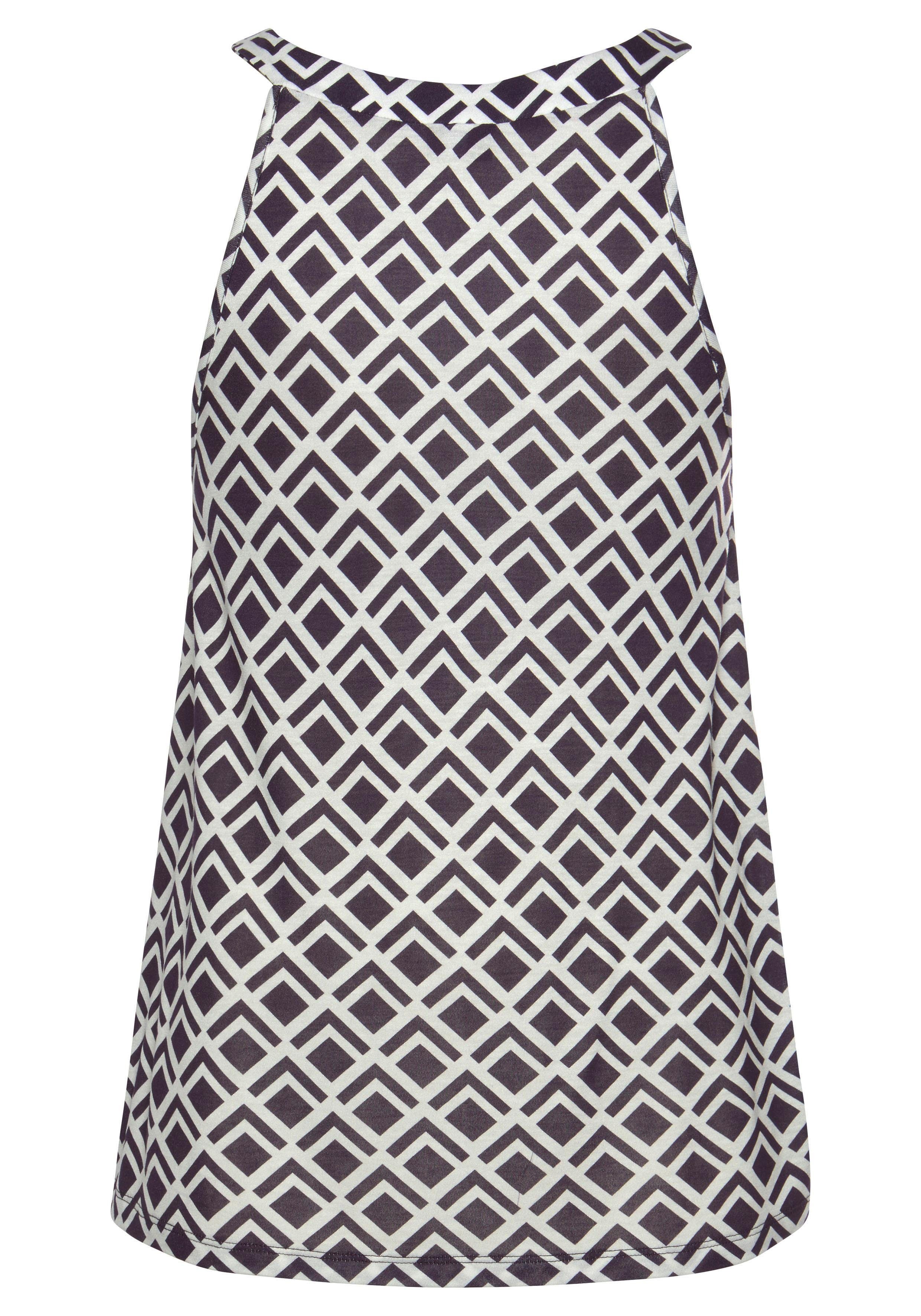 Lascana Strandtop in lichte a-vorm, dames top met allover print en cut-out