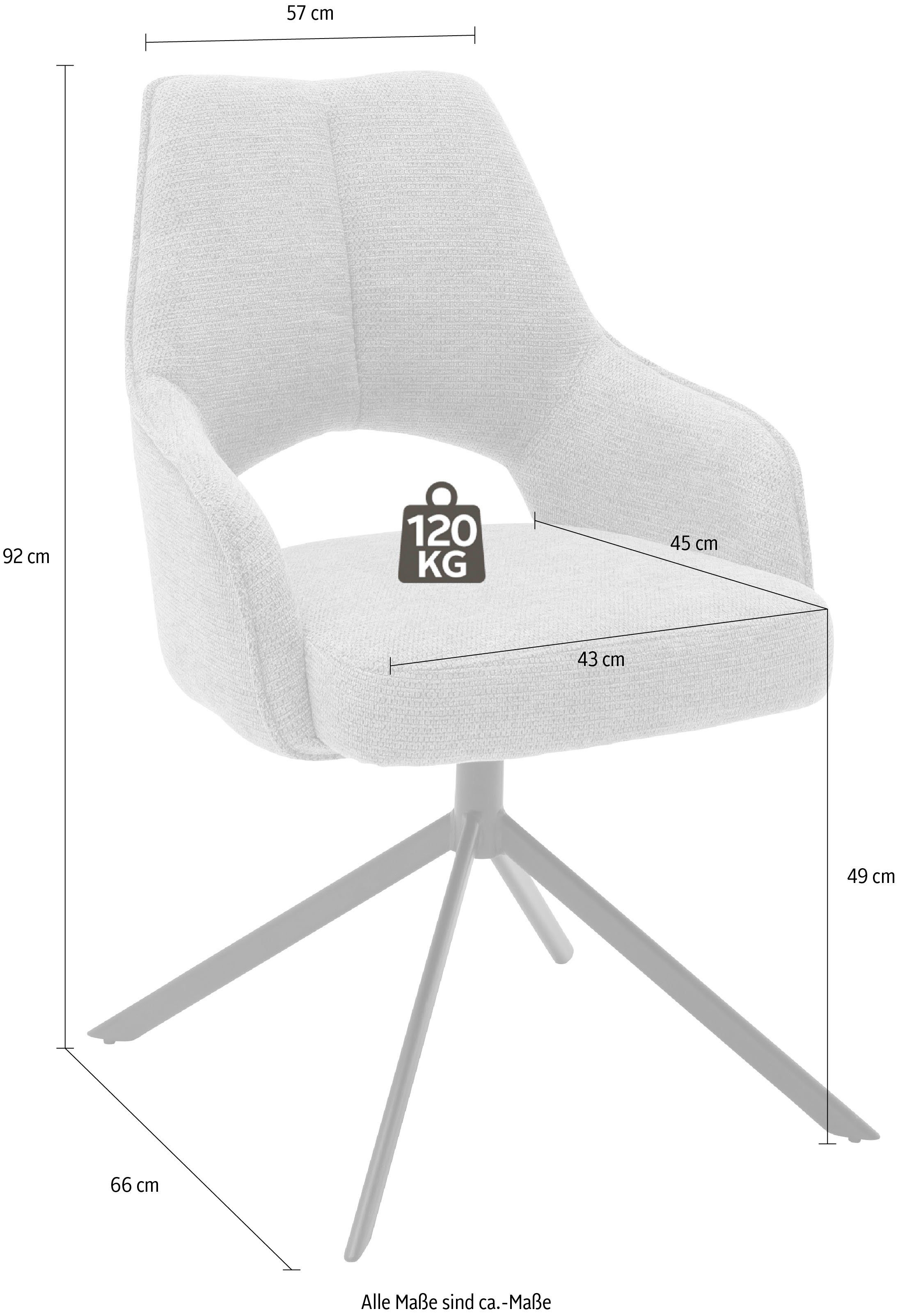 MCA furniture Stoel met armleuningen BANGOR (2-set), draaibaar 180°, pocketvering, zithoogte ca. 49 cm (2 stuks)
