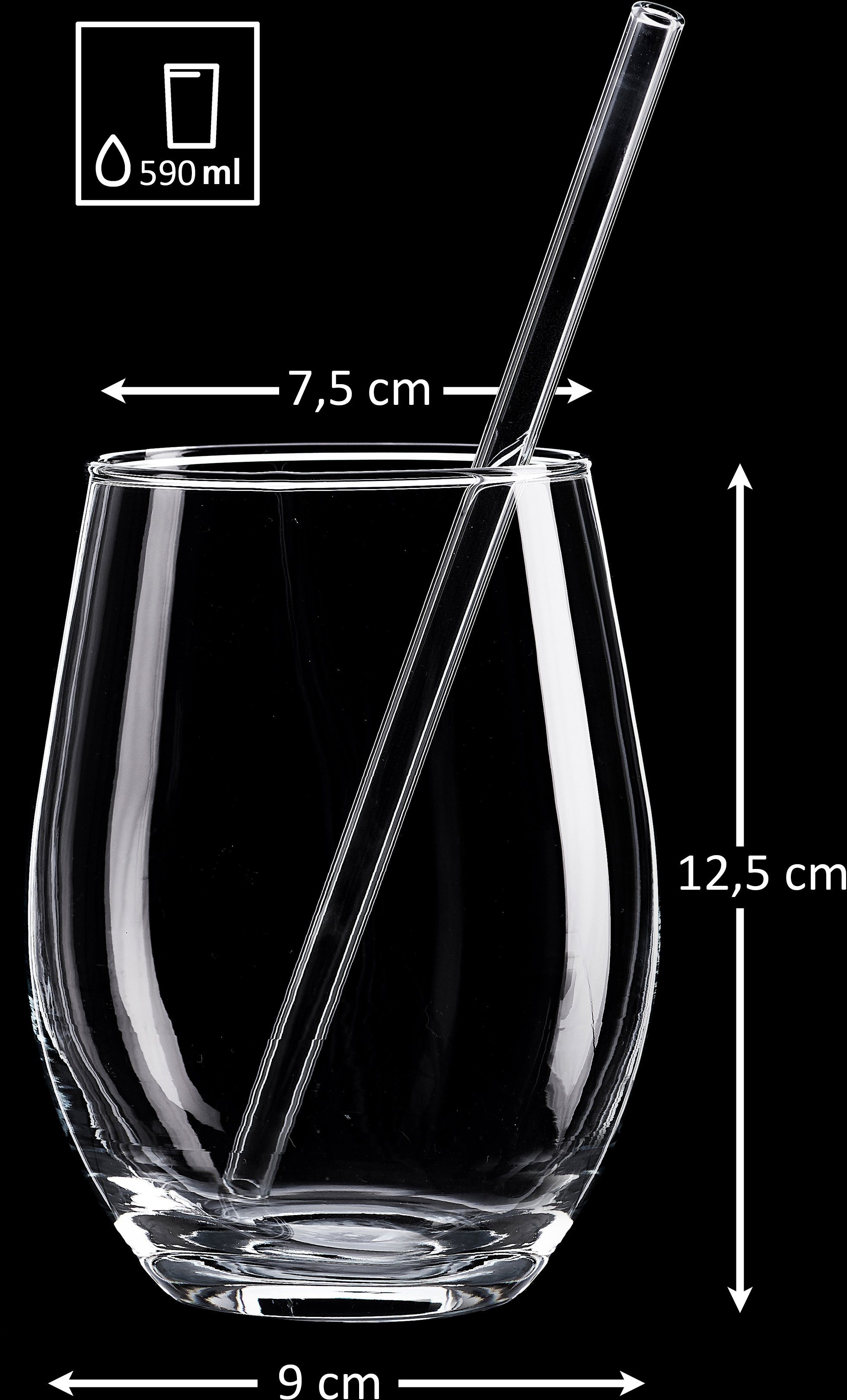 Ritzenhoff & Breker Longdrinkglas Gin 8-delig, incl. glazen rietjes, 590 ml (set, 8-delig)