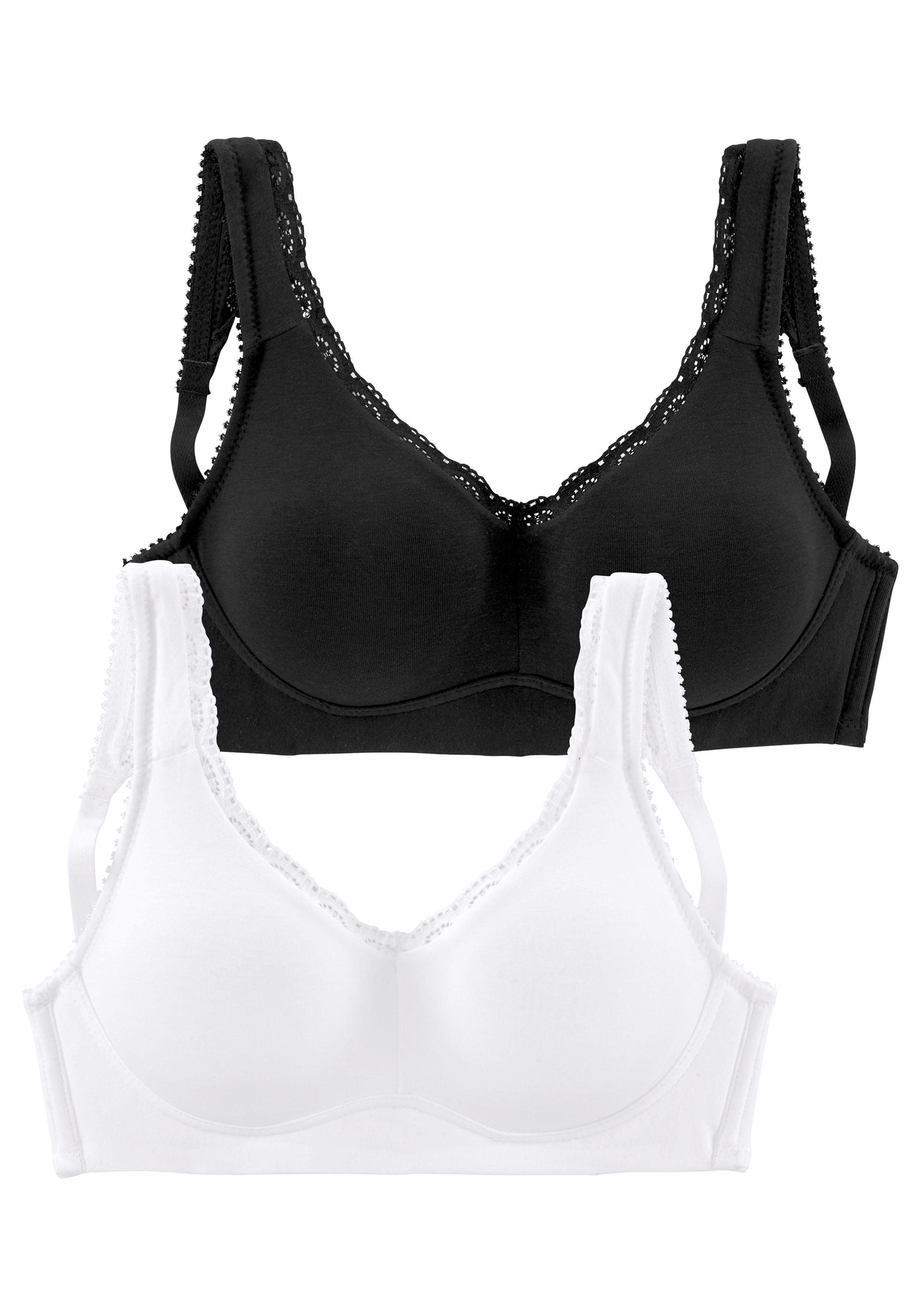 Petite fleur Soft-bh zonder beugels, met kanten randjes (Set van 2)