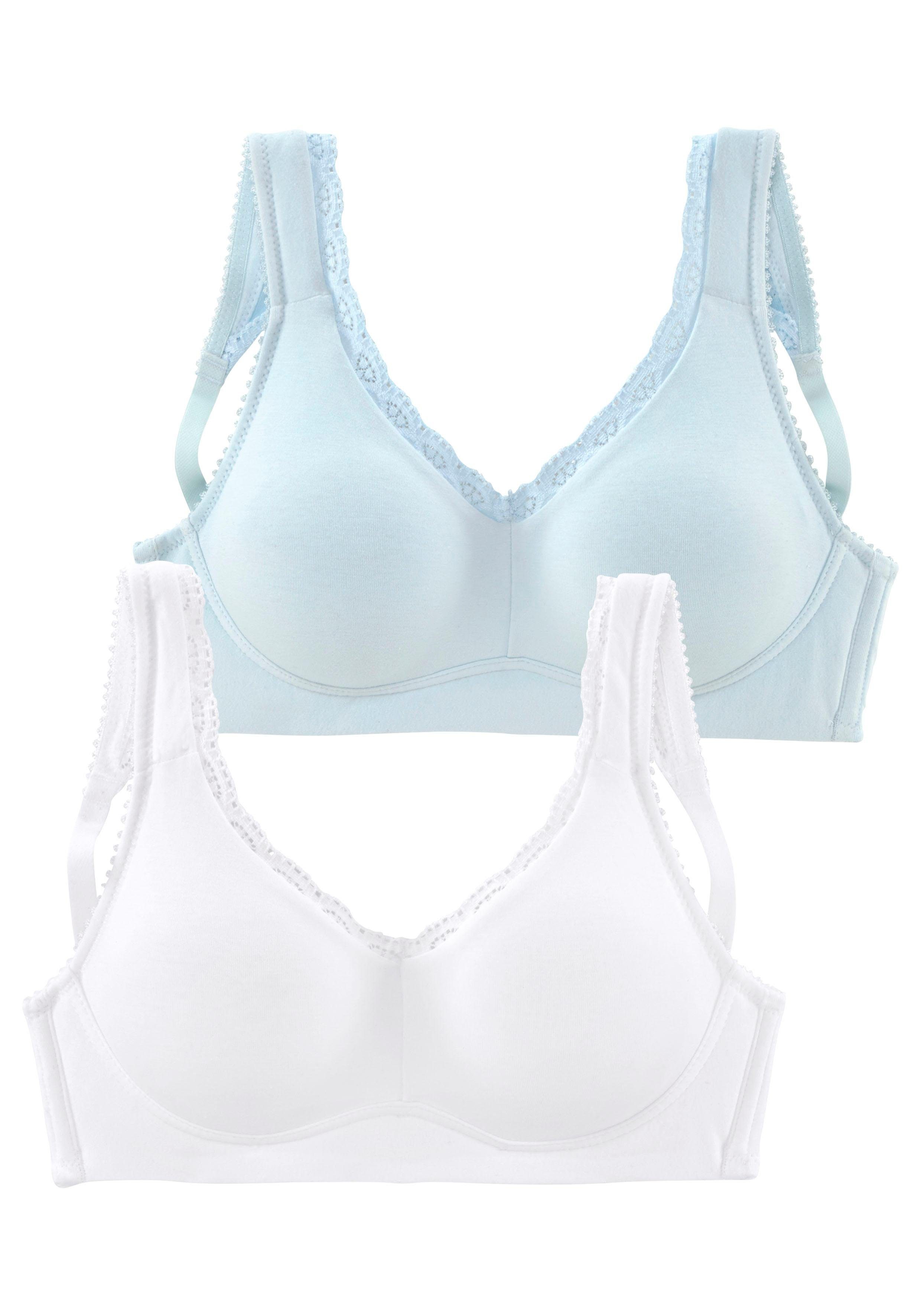 Petite fleur Soft-bh zonder beugels, met kanten randjes (Set van 2) dames bh's zonder beugel maat 75 D wit