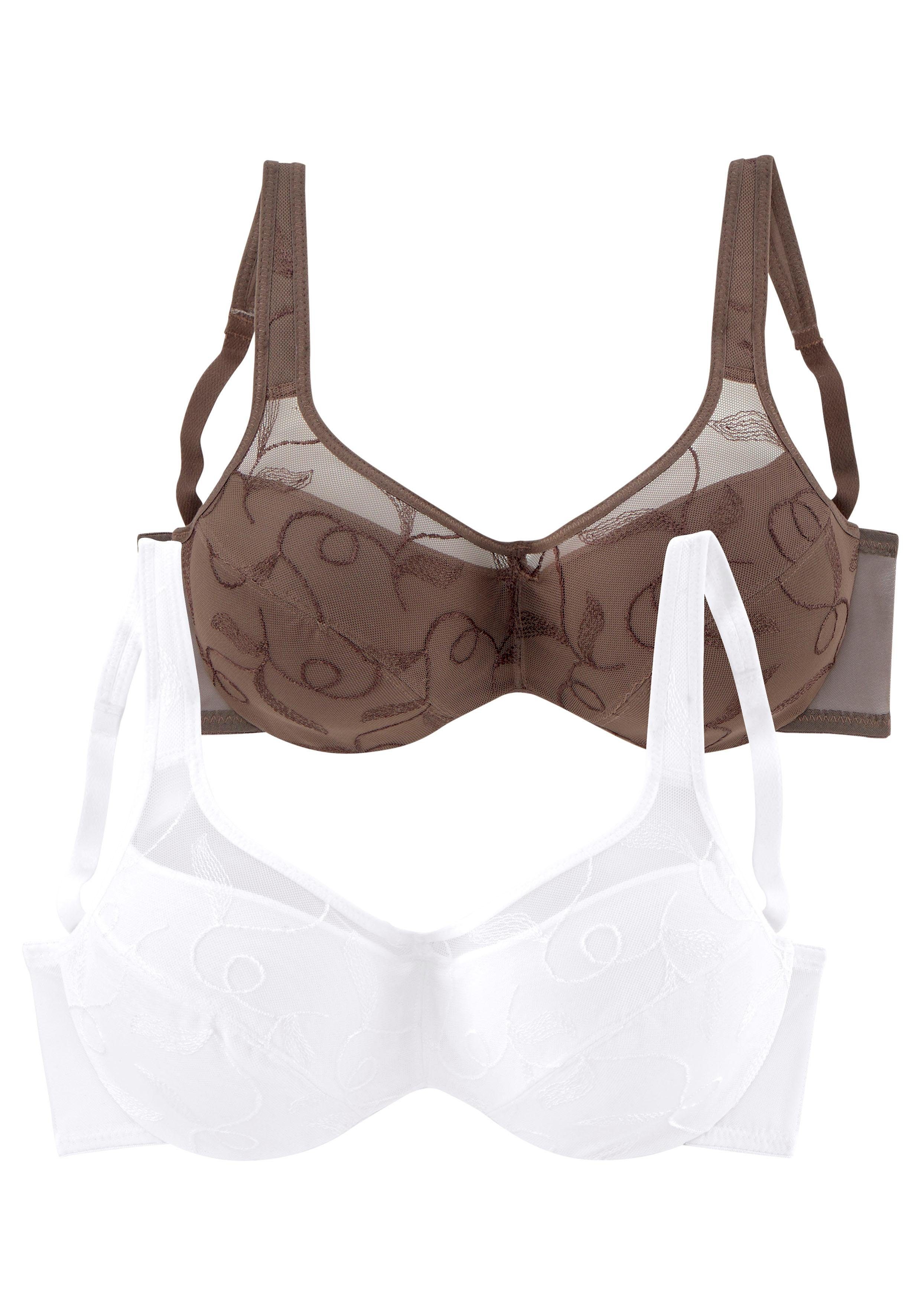 Petite fleur Minimizer-bh met beugel en mooi borduursel (Set van 2) dames minimizer bh's maat 75 D bruin