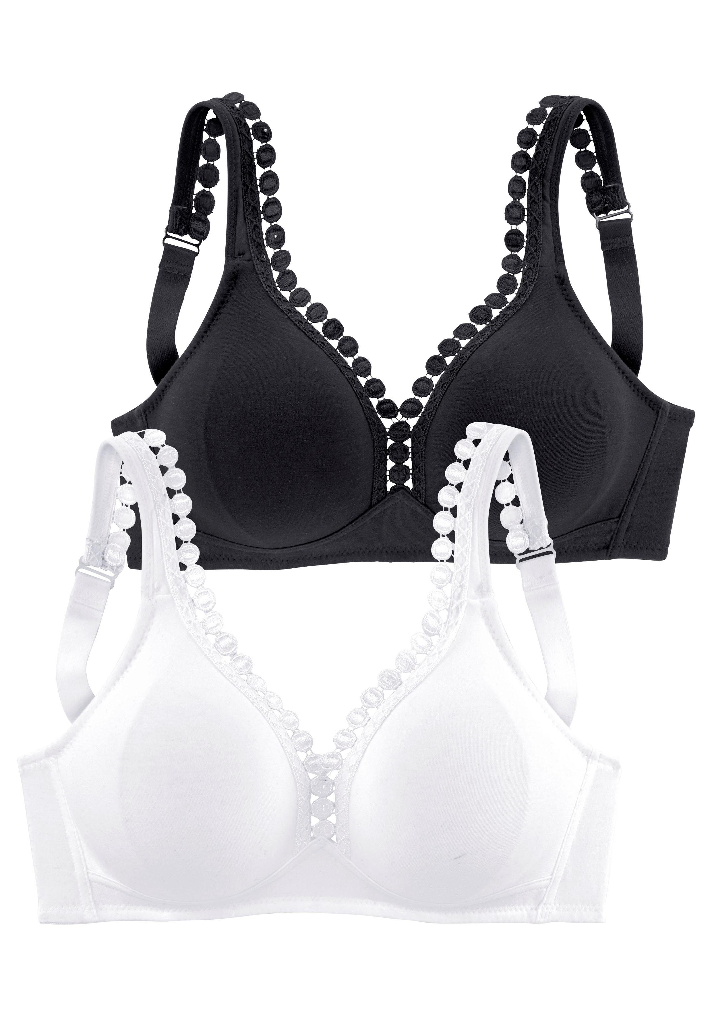 Petite fleur Soft-bh zonder beugels, met decoratieve sierrand (Set van 2)