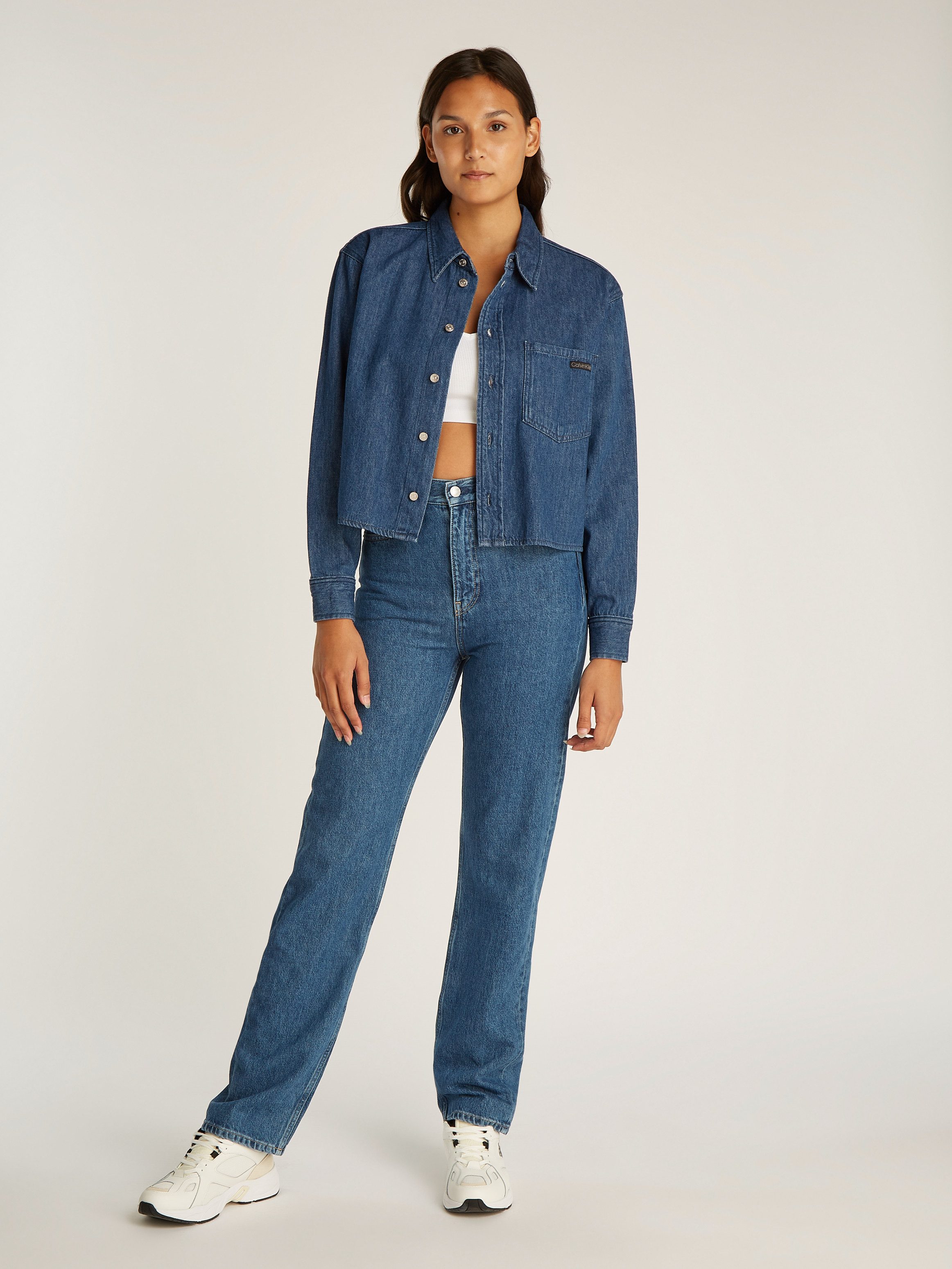 Calvin Klein Jeans blouse CROPPED DAD DENIM SHIRT