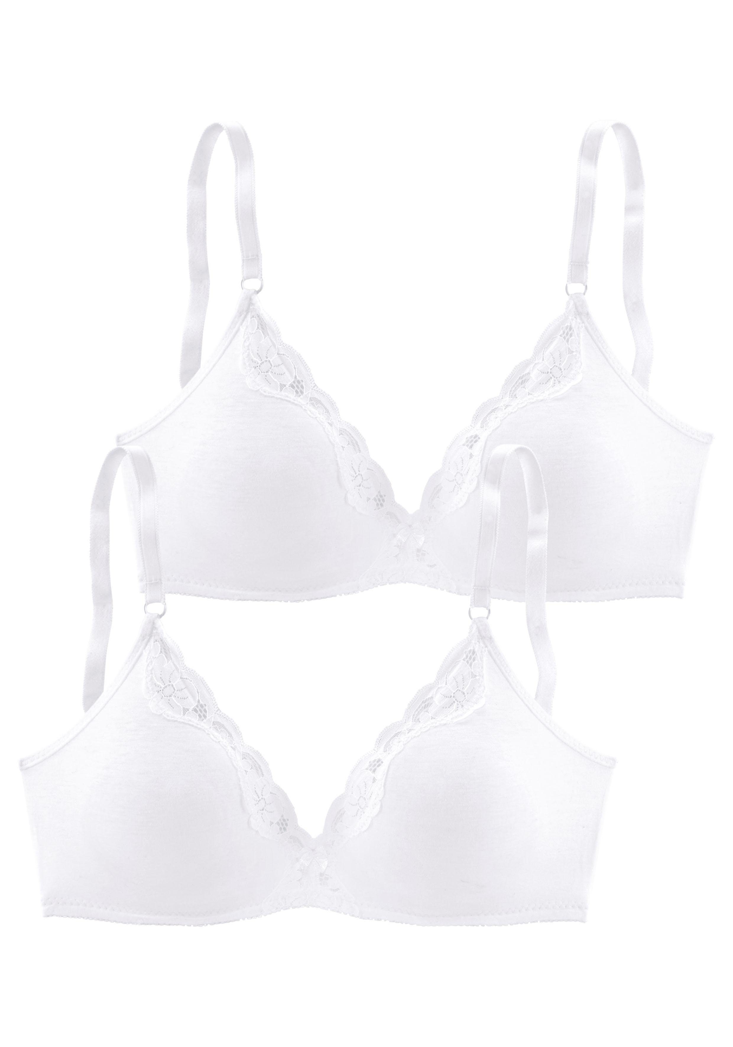 Petite fleur Bralette-bh zonder beugels van katoen met kant (Set van 2)