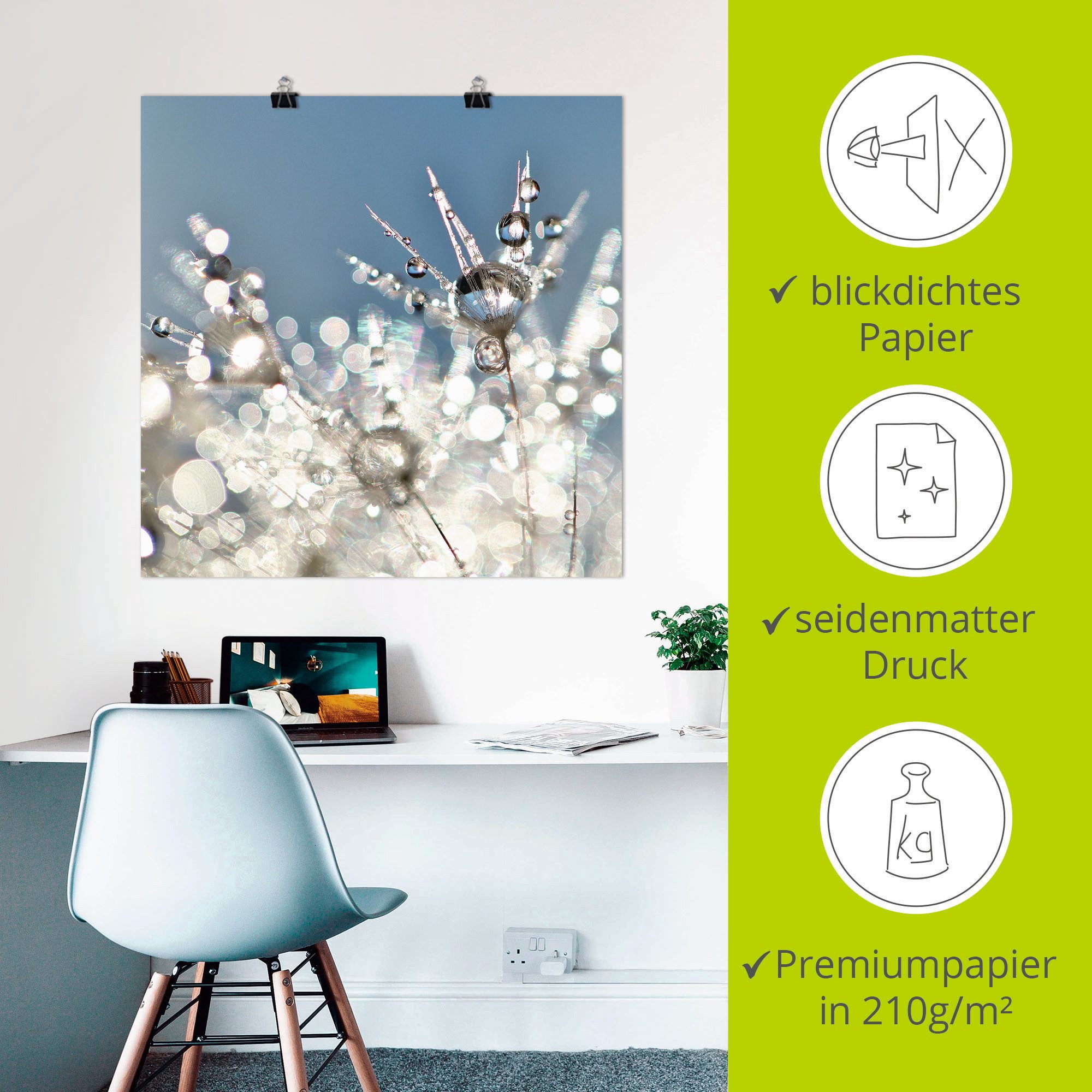 Artland Artprint Pluizenbol druppel abstract als artprint op linnen, poster, muursticker in verschillende maten
