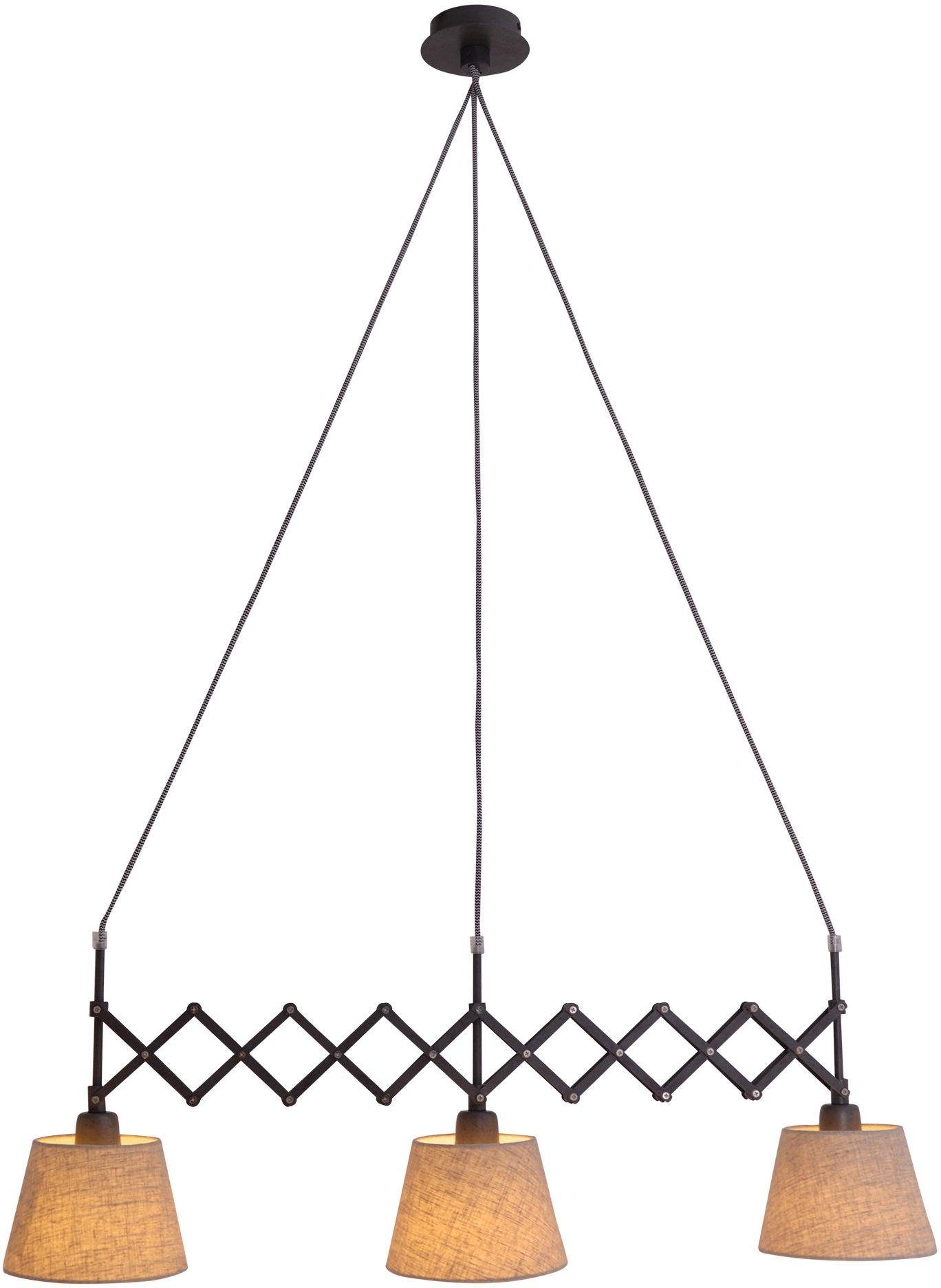 näve Hanglamp Adrienne w: 52-86 cm nature 3x e27 max. 40 w,materiaal: ijzer, pvc kunststof (1 stuk)