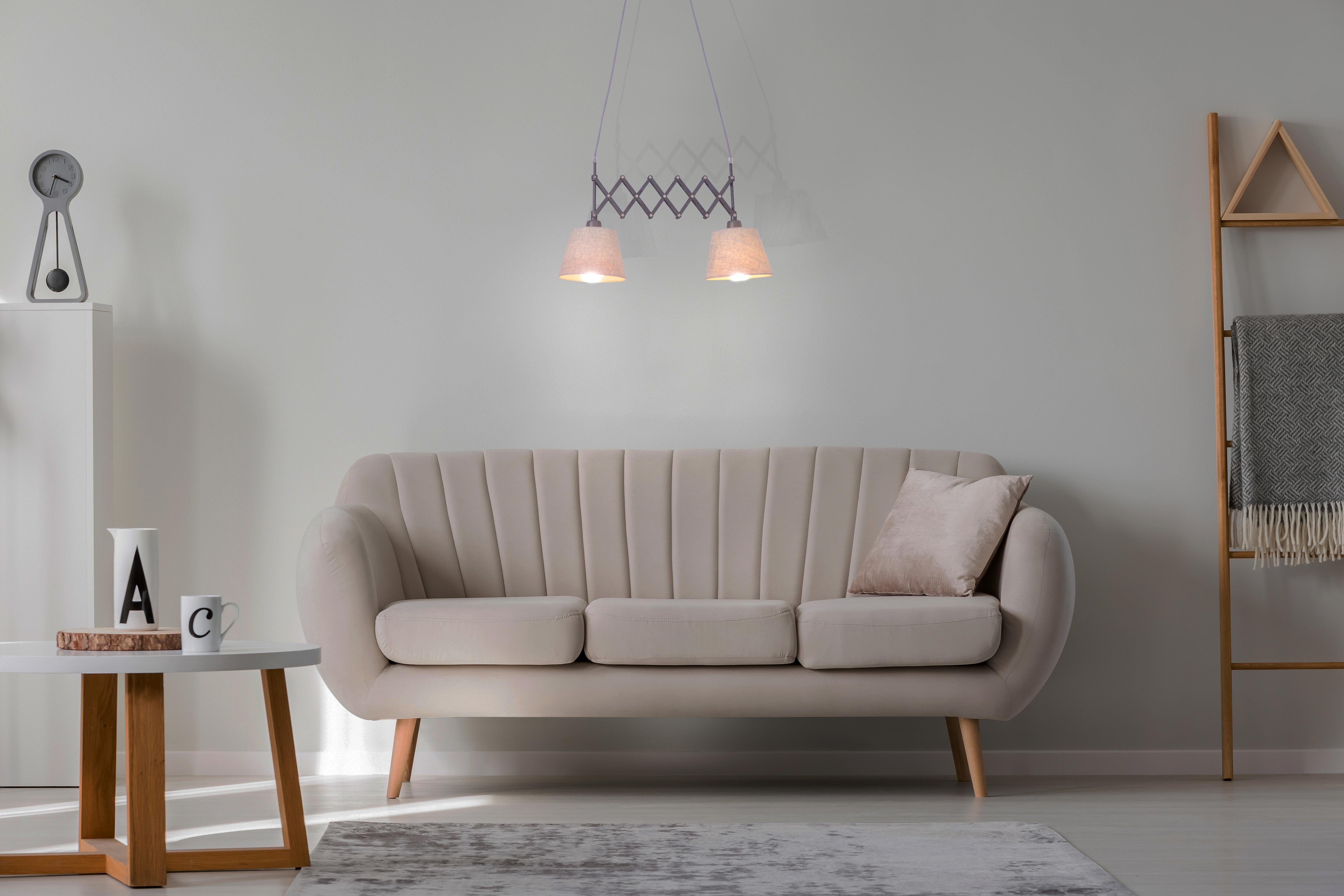 näve Hanglamp Adrienne E27 max. 40 W, breedte verstelbaar: 38-70 cm, naturel/bruin (1 stuk)