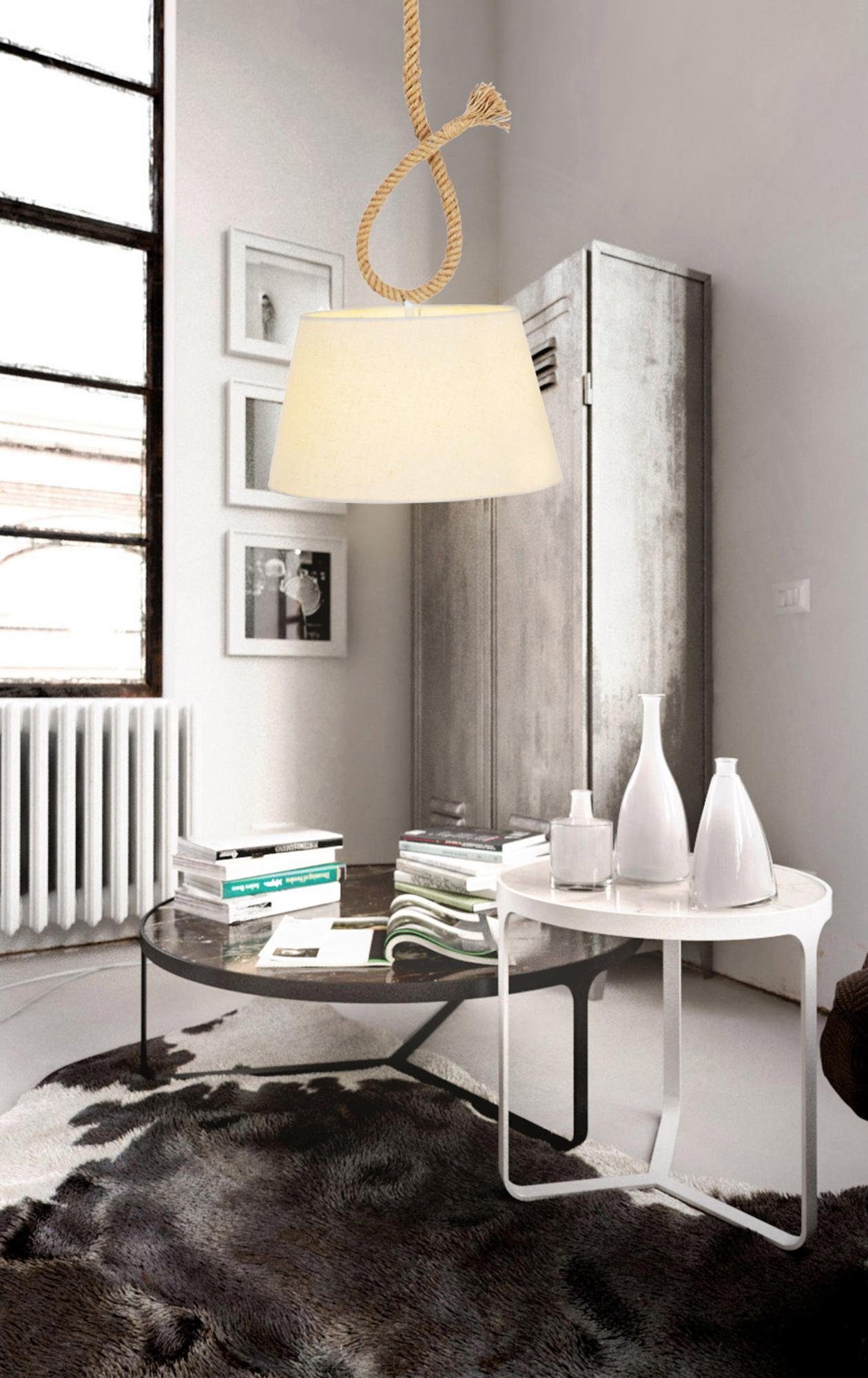 näve Hanglamp Rope excl. 1x e27 max. 40 w, touw ecru (1 stuk)