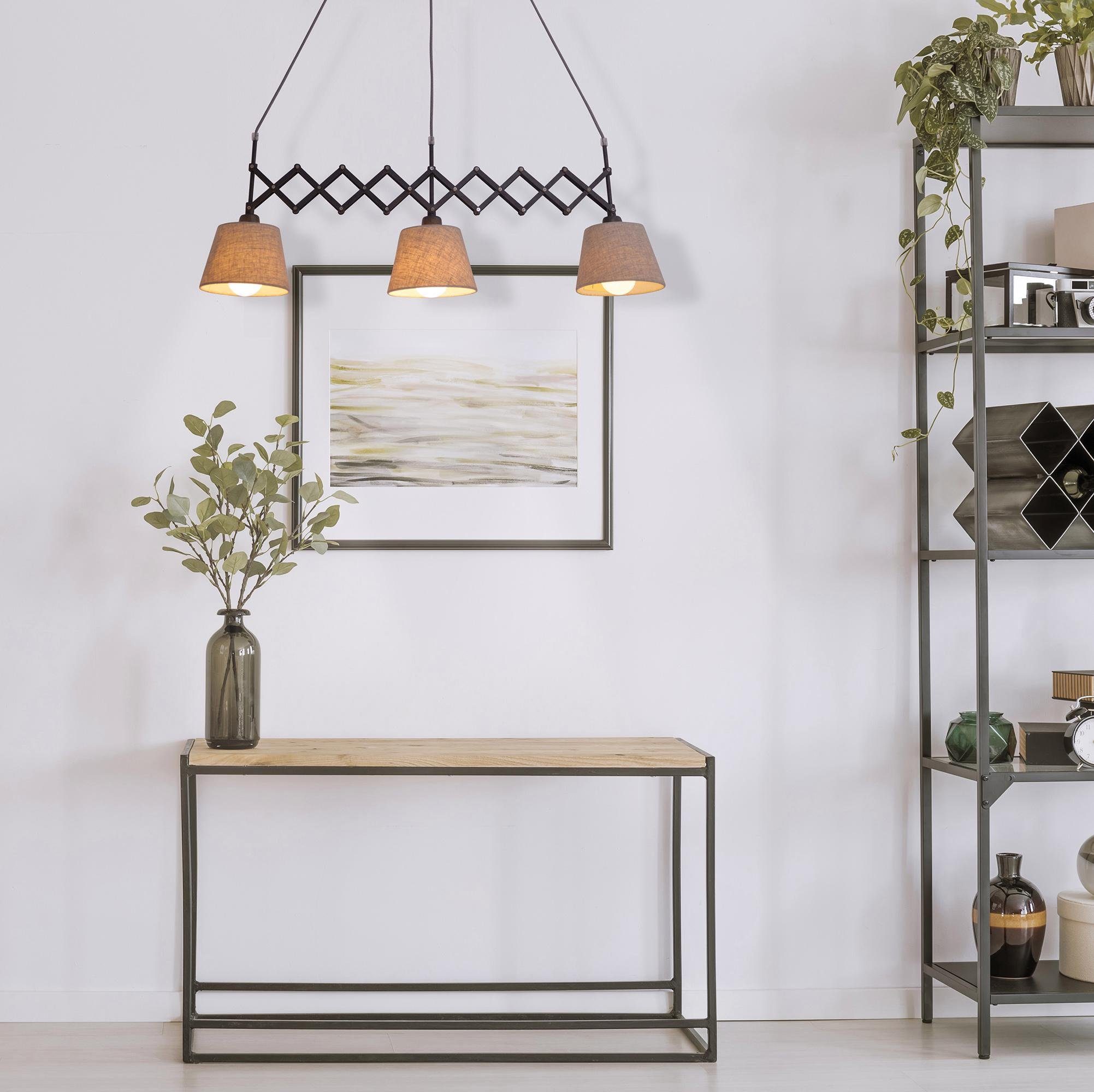 näve Hanglamp Adrienne w: 52-86 cm nature 3x e27 max. 40 w,materiaal: ijzer, pvc kunststof (1 stuk)
