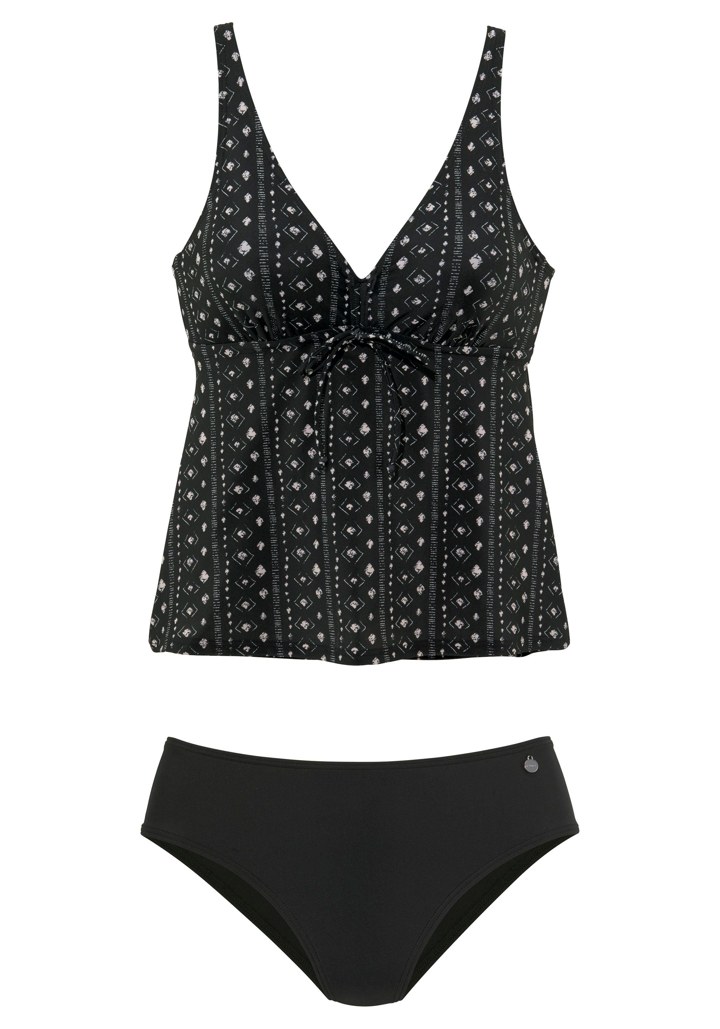 Lascana Beugeltankini met grafische print dames appel maat 52 E zwart