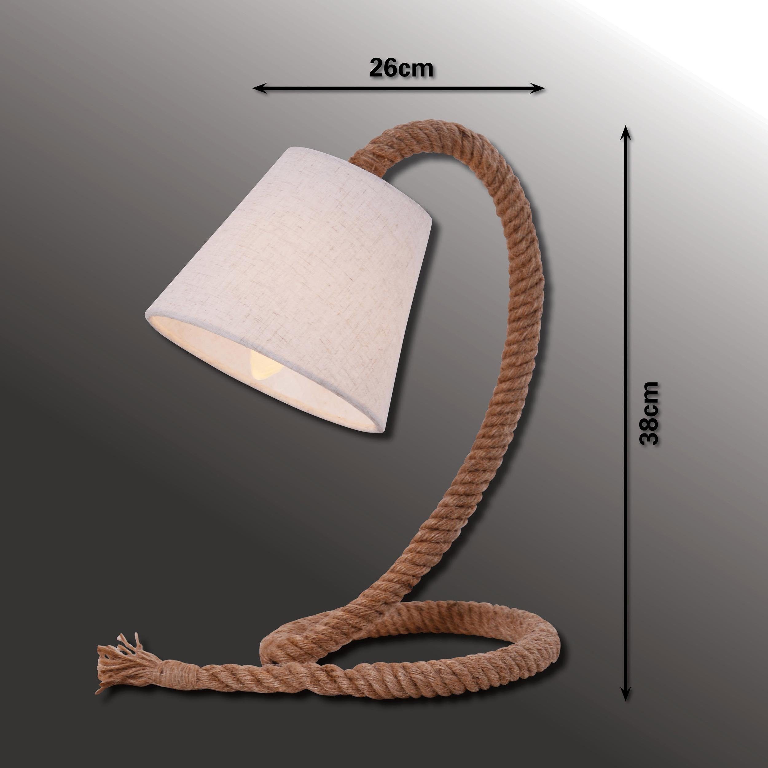 näve Tafellamp Rope Excl. 1x E14 max. 40 W,voet: jutetouw ecru,kleur scherm: wit (1 stuk)
