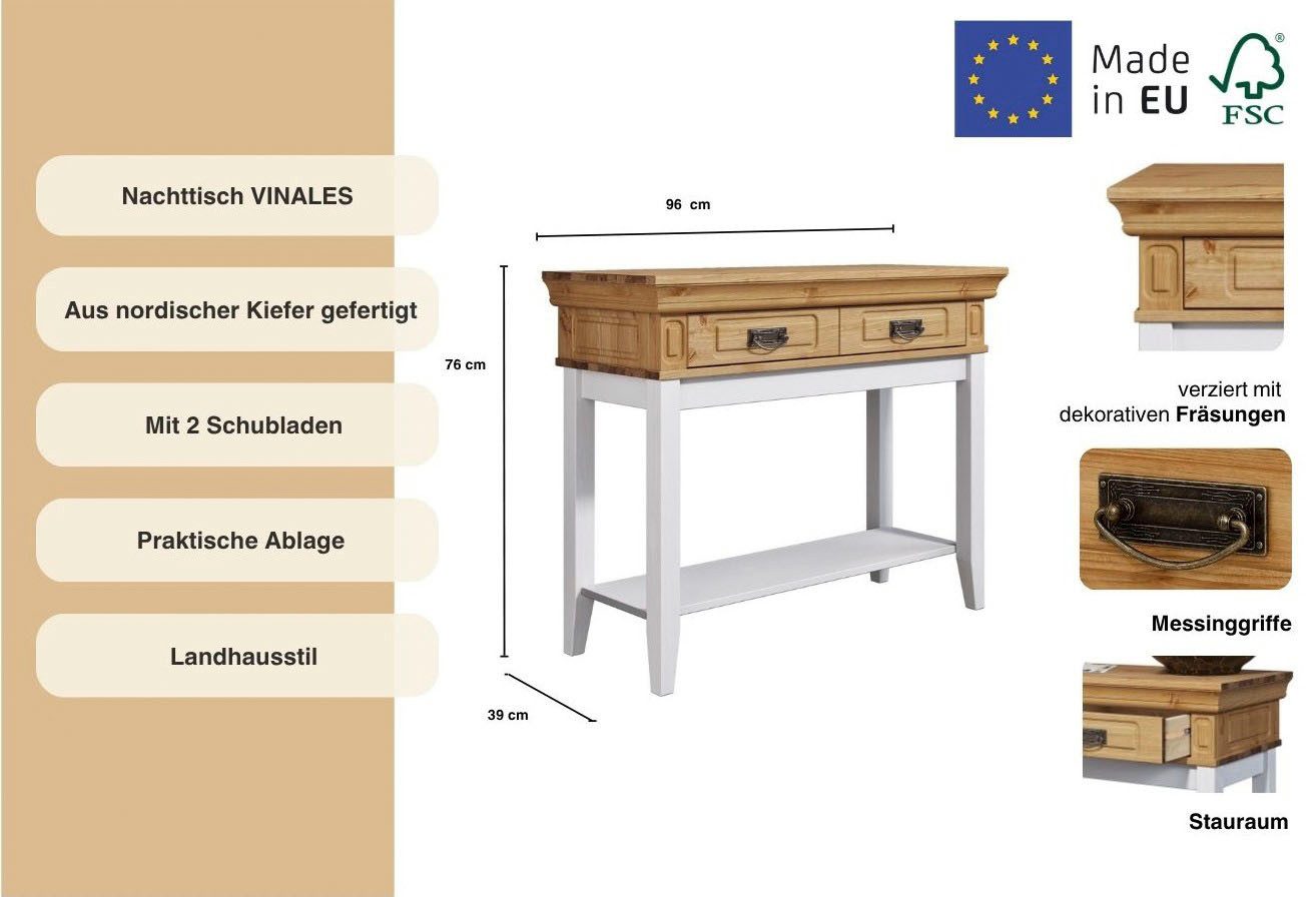 Home affaire Nachtkastje Vinales, console tafel, bijzettafel ideaal voor boxspringbedden