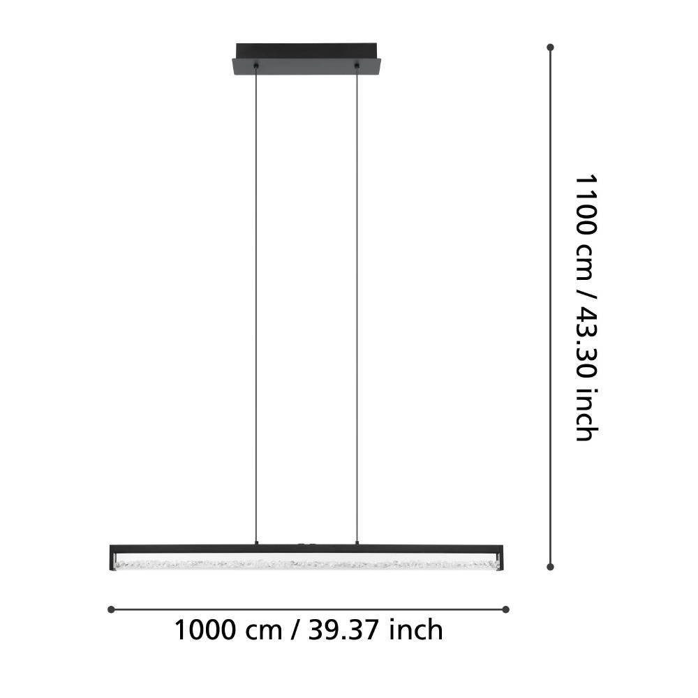EGLO Hanglamp CARDITO 1 Hanglamp, metaal in zwart met heldere glas-kristallen, dimbaar (1 stuk)