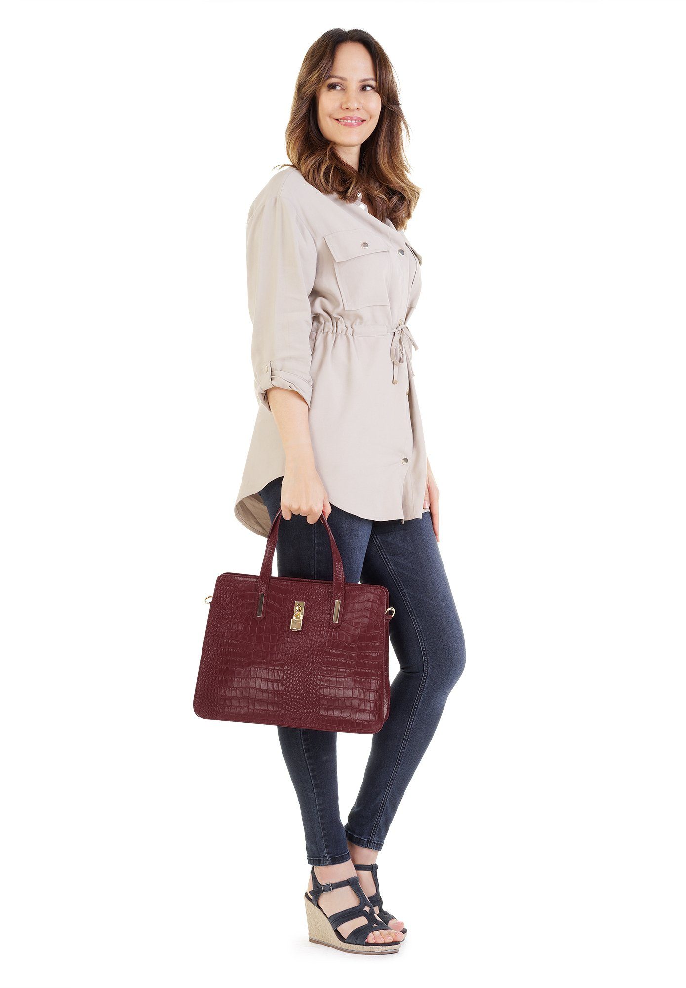 Cluty Tas echt leer, made in italy