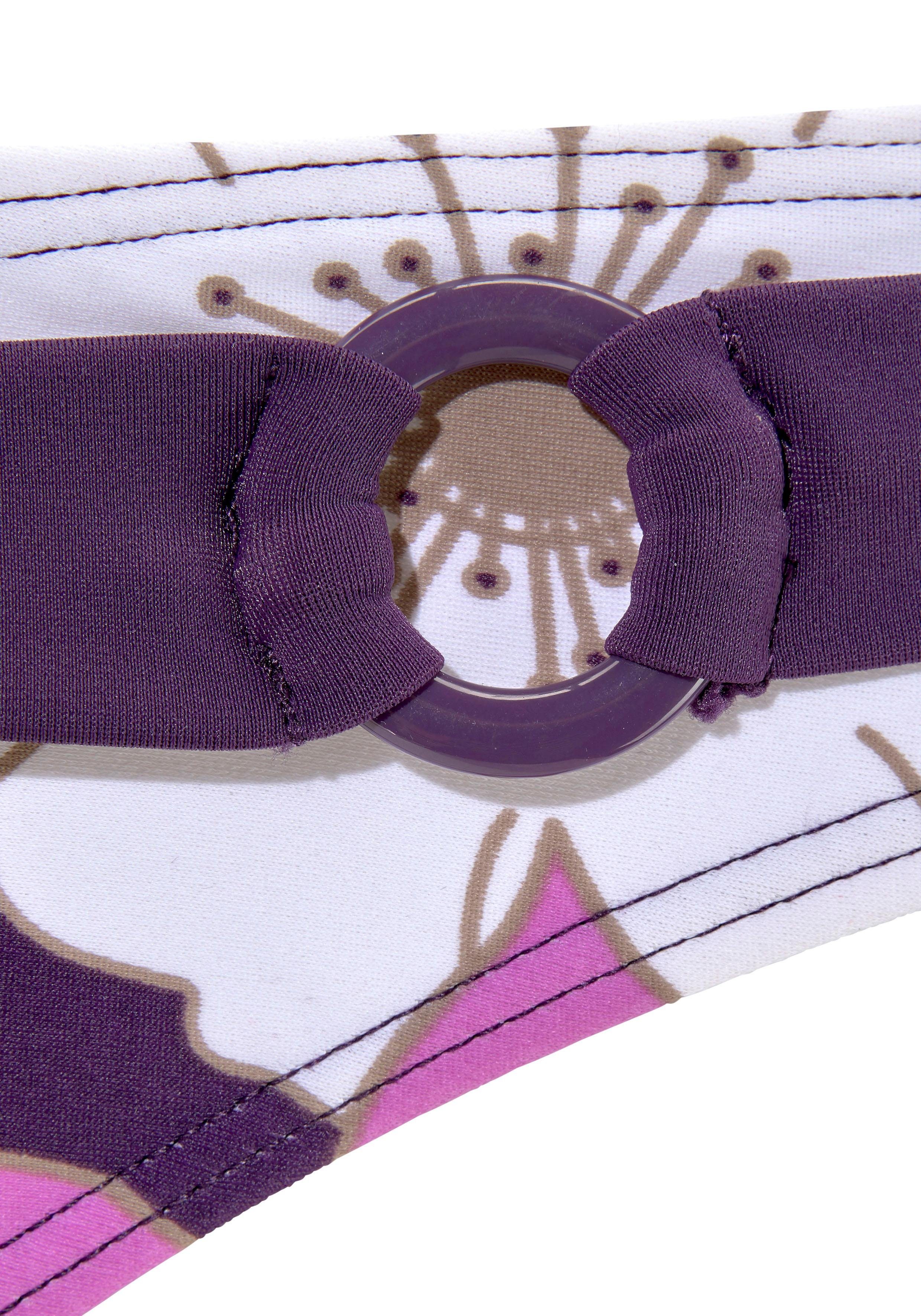 Lascana Beugelbikini floraal ontwerp, bikini-broek met voorbedekking, broek met decoratieve riem