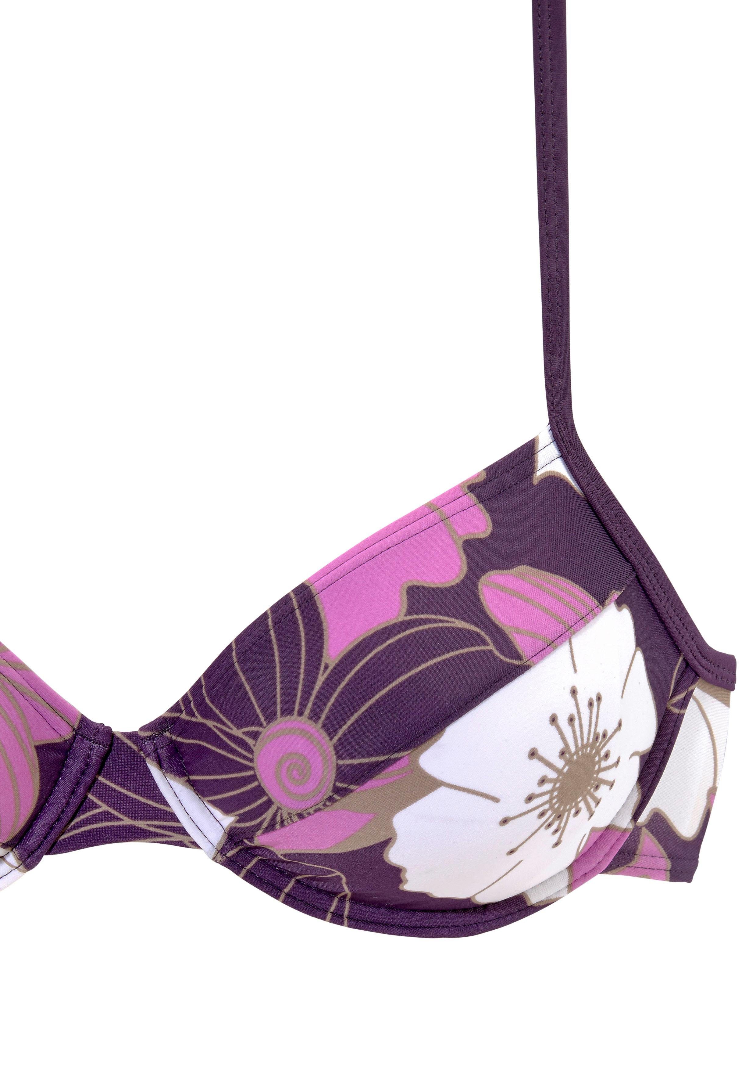 Lascana Beugelbikini floraal ontwerp, bikini-broek met voorbedekking, broek met decoratieve riem