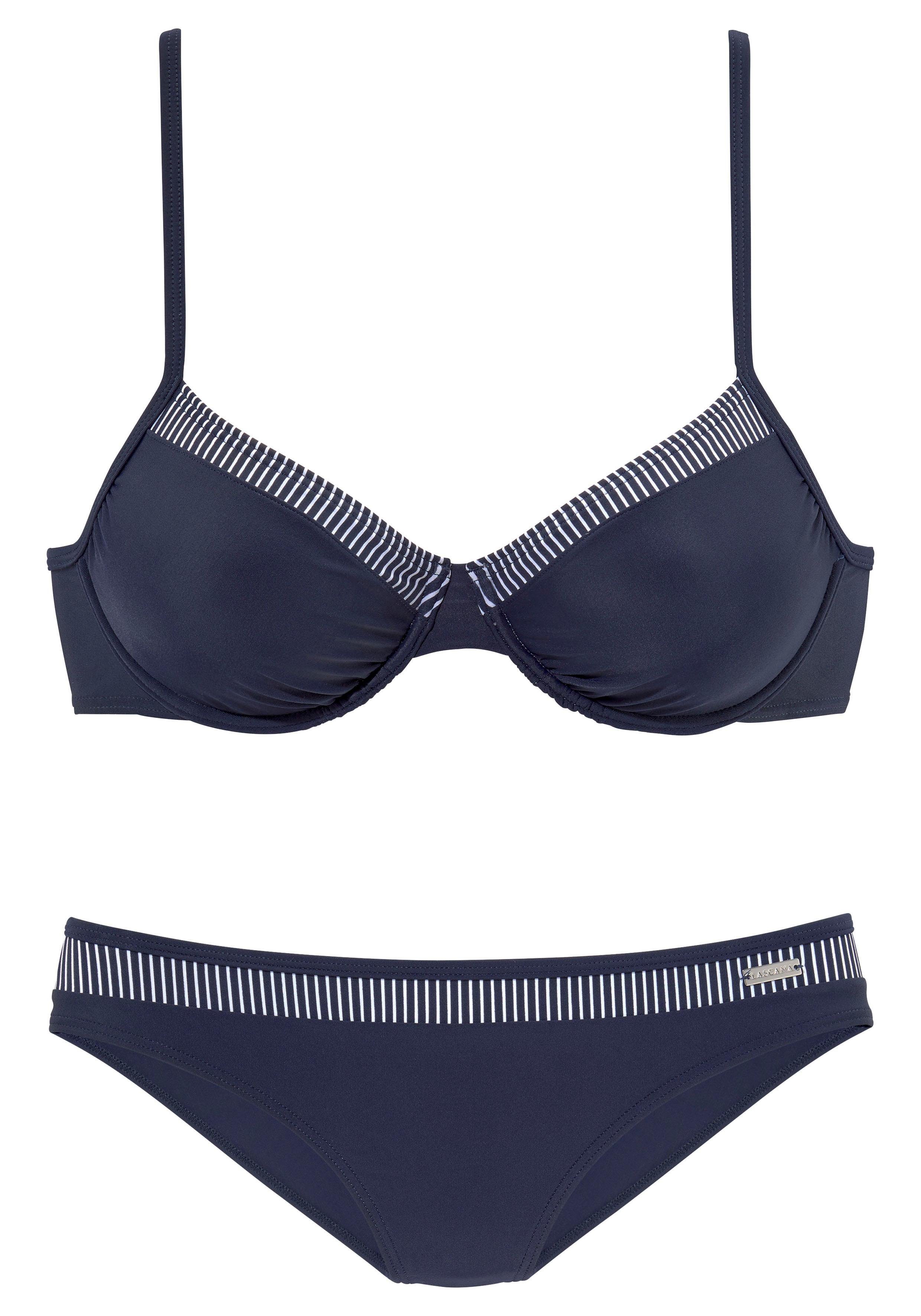 Lascana Beugelbikini met gestreepte inzetten