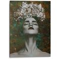 reinders! artprint aluminium artprint vrouw met bloemenkrans krachtig - sensueel - in vrolijke kleuren (1 stuk) bruin