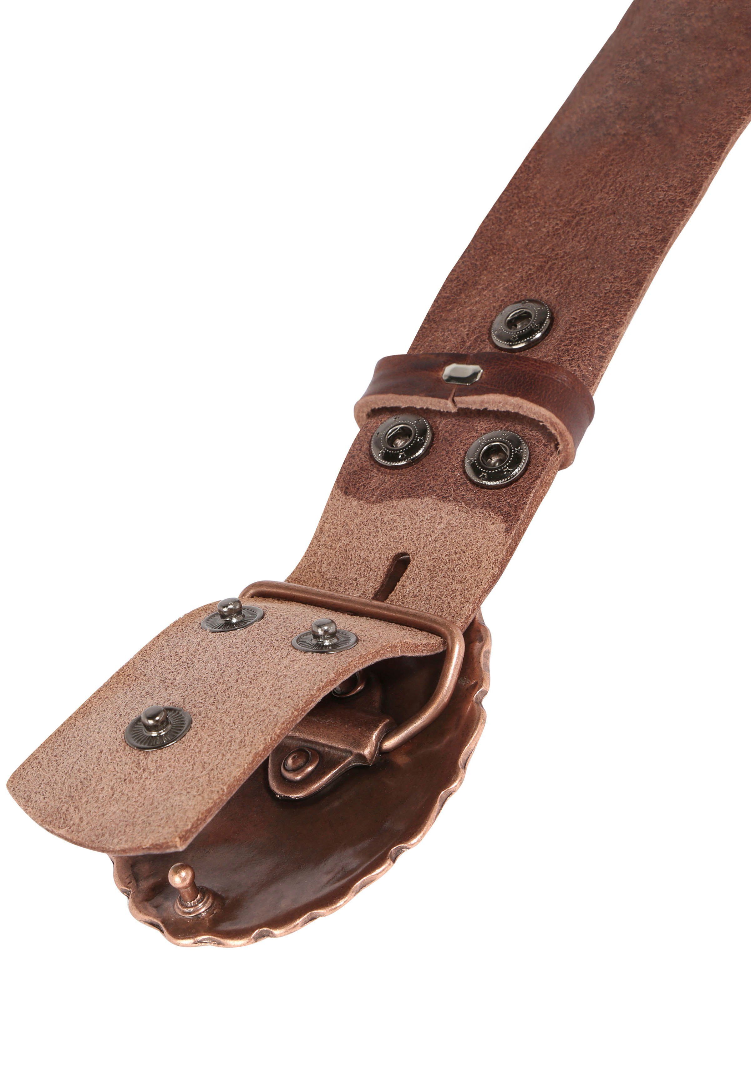RETTUNGSRING by showroom 019° Leren riem met verwisselbare sluiting "ovaal nieten koper"