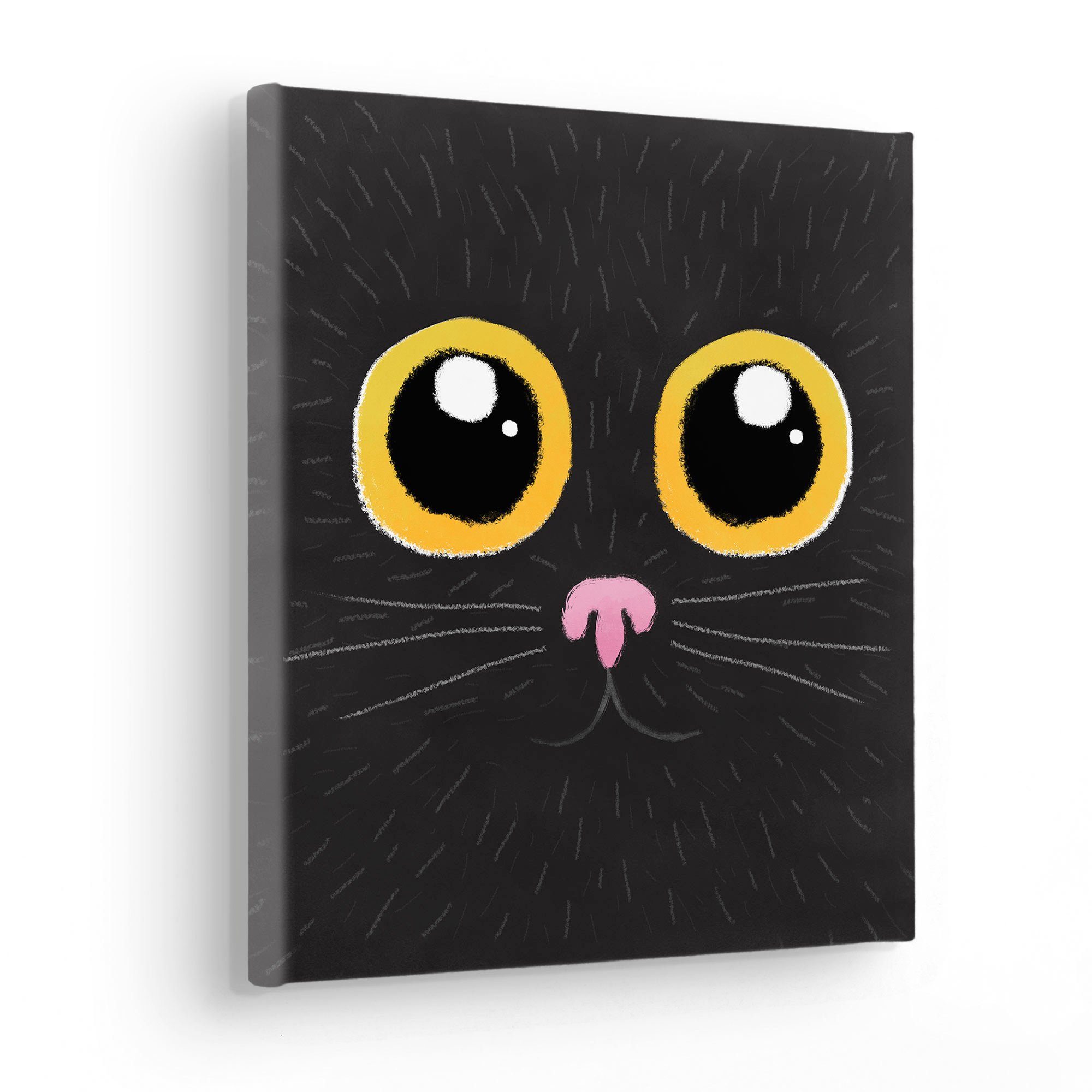 Komar Artprint op linnen Zwarte Kat - Afmeting 30 x 30 cm (1 stuk)