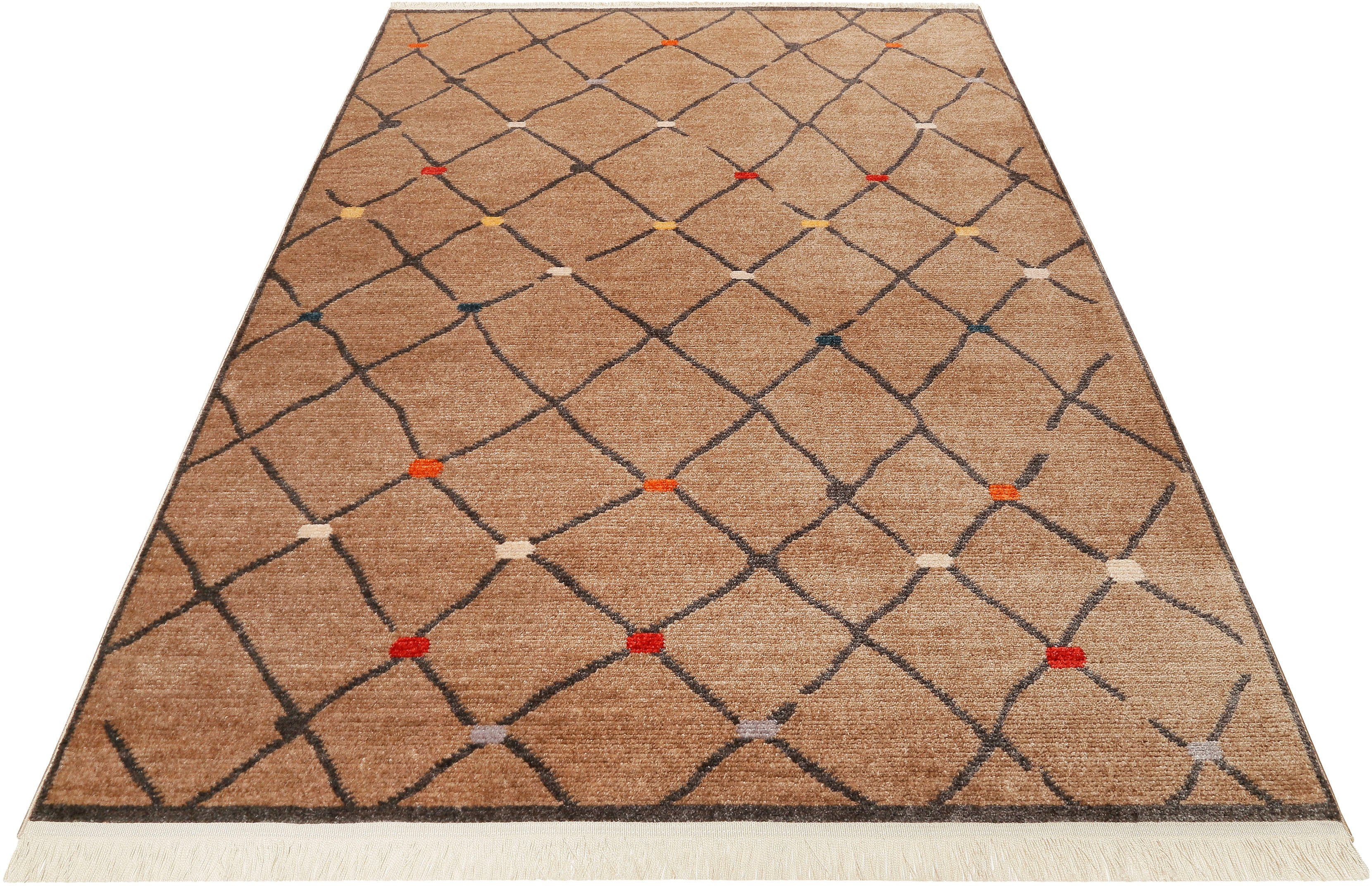Wecon Home Vloerkleed Marché Bonsecours moderne vloerkleden maat 133 cm x 190 cm x 8 mm bruin