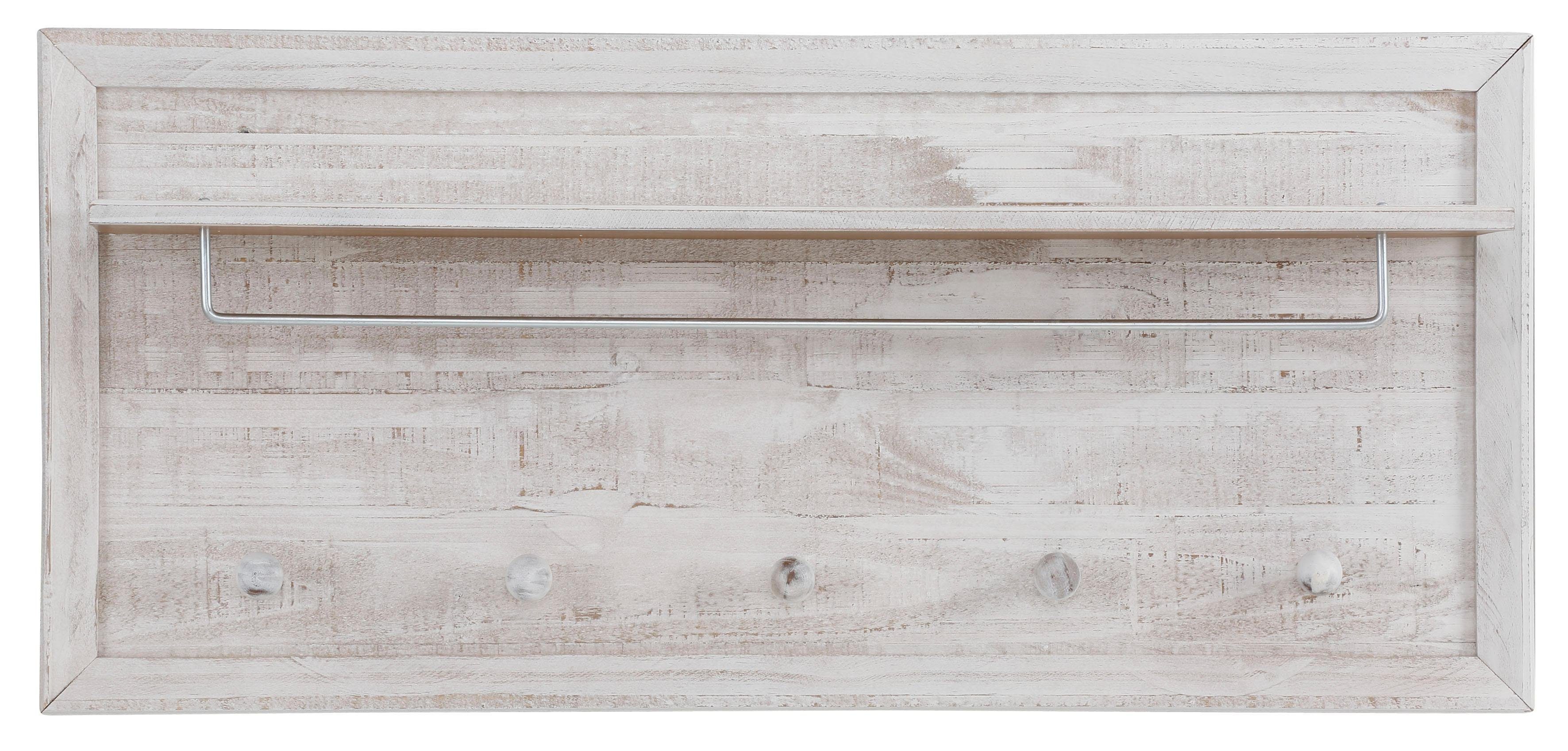 Home affaire Kapstokpaneel Auckland met 1 metalen stang en 5 haken, van massief hout, breedte 60 cm