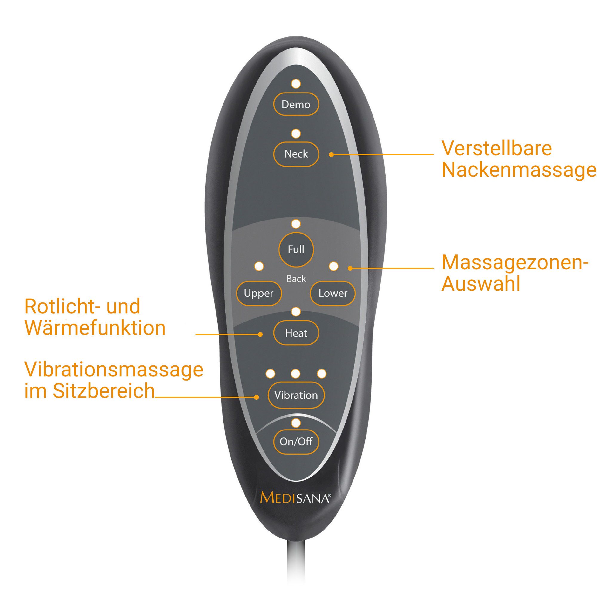 Medisana Shiatsu-massagekussen MCN 88930 3 massagezones, nekmassage, rode licht-/warmtefunctie, wasbare hoes