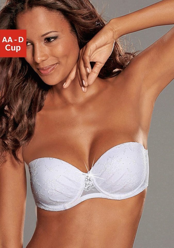Lascana Push-up-bh Chelina met afneembare, normale en transparante bandjes, ondergoed dames push-up bh's maat 70 B wit