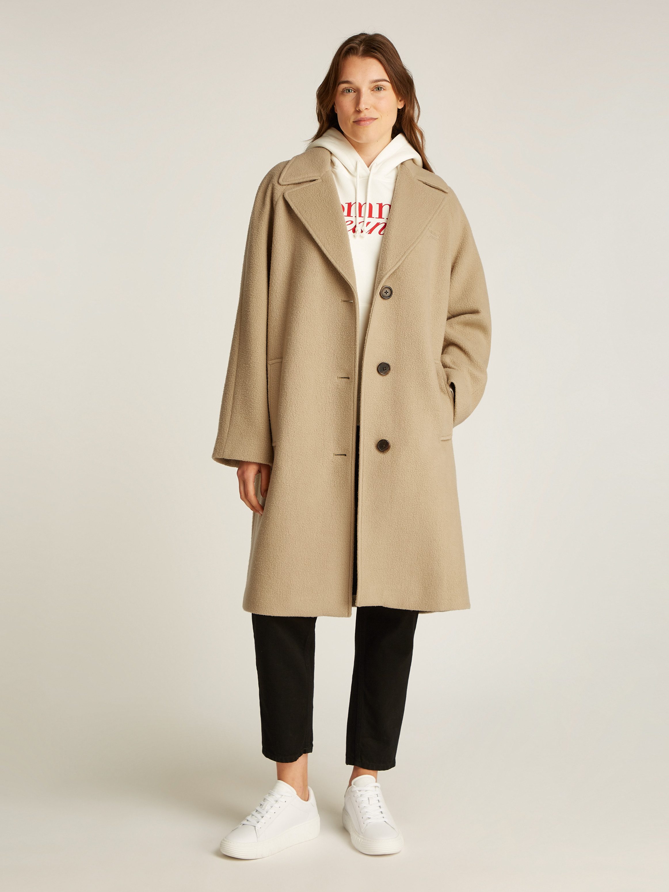 TOMMY JEANS Korte jas TJW WOOL COAT met wolaandeel
