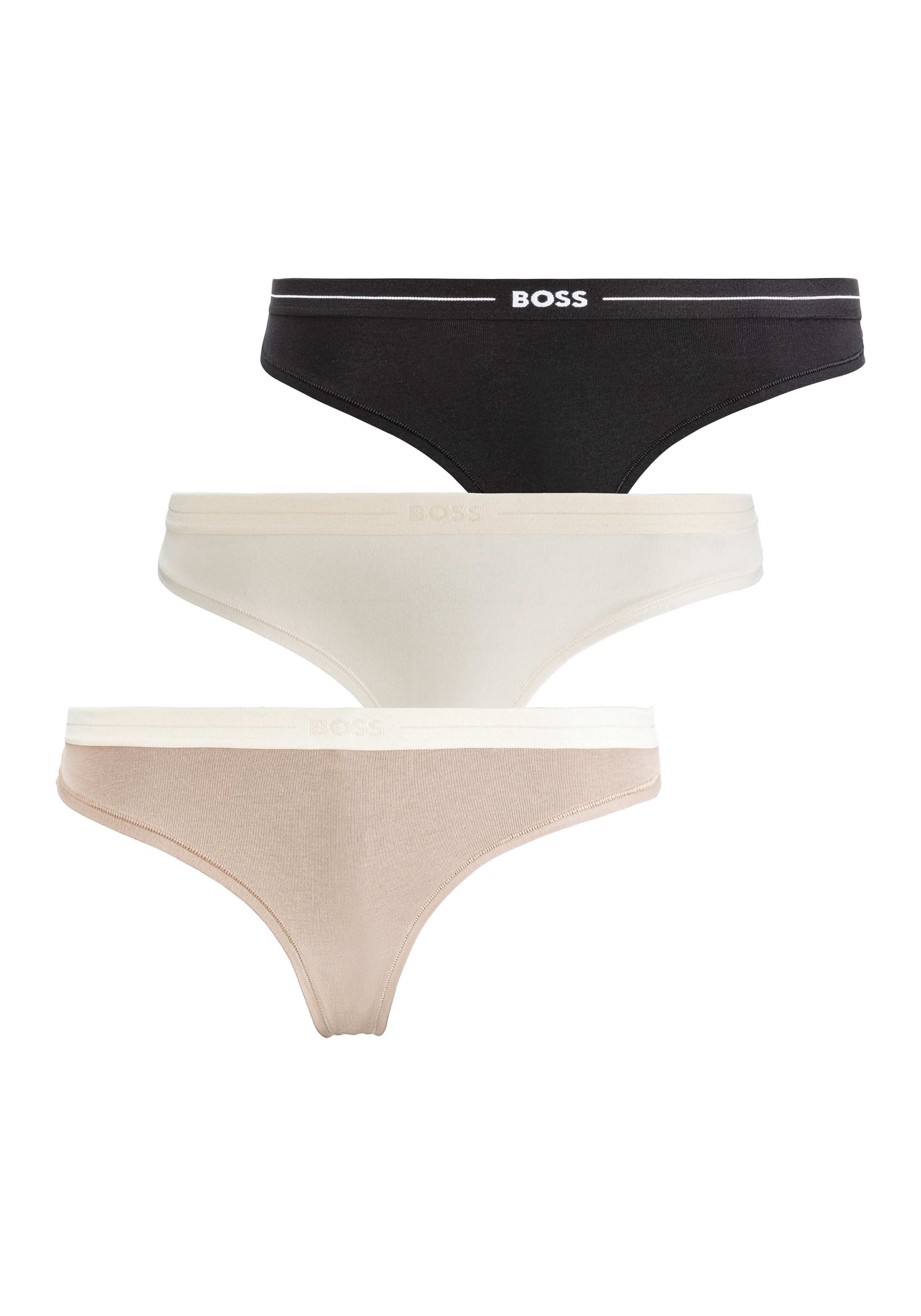 BOSS String 3P THONG met boss-logo tailleband (3 stuks) dames tailleslips maat M multicolor