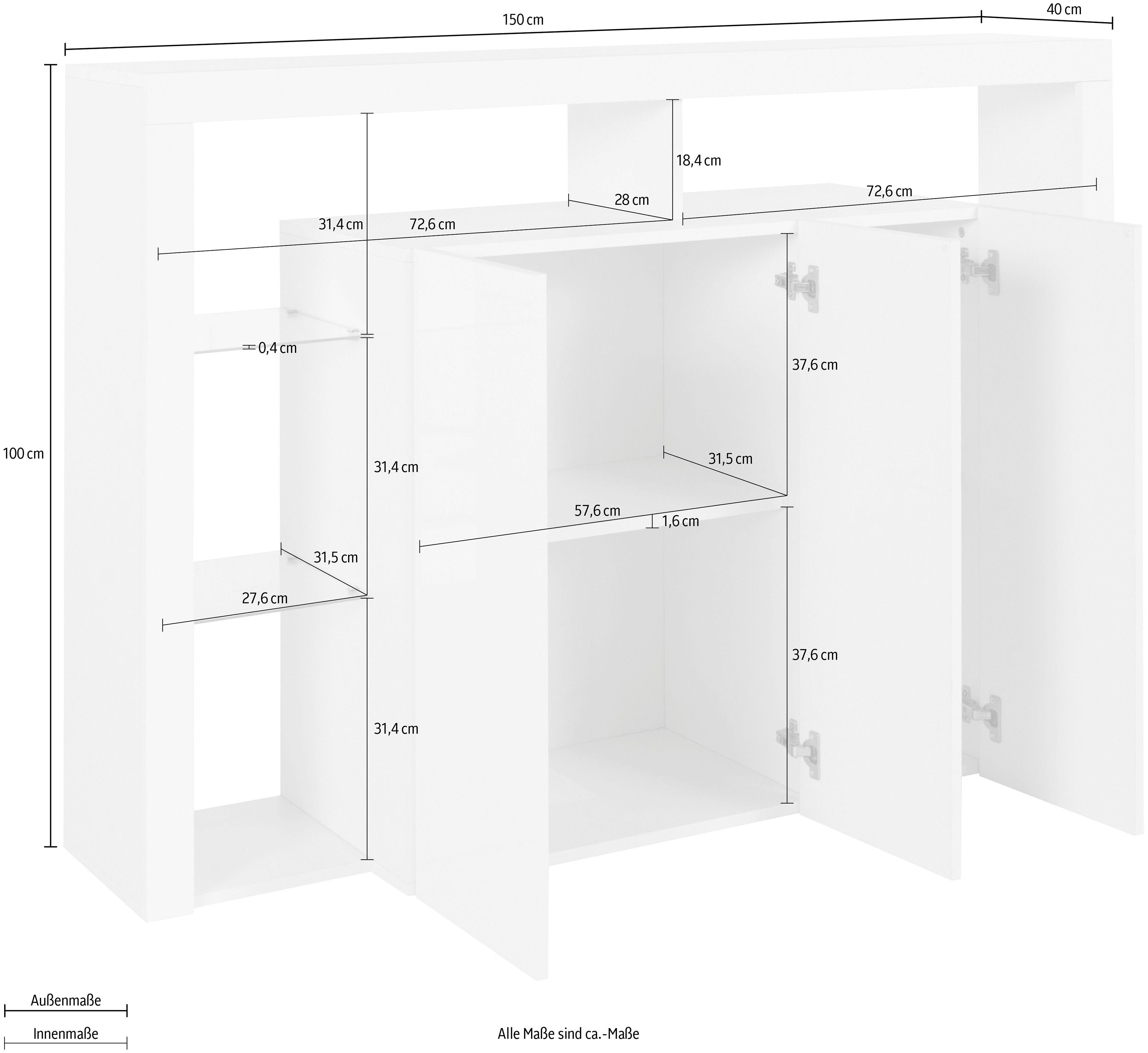 INOSIGN Highboard Essential Hoogte ca. 100 cm