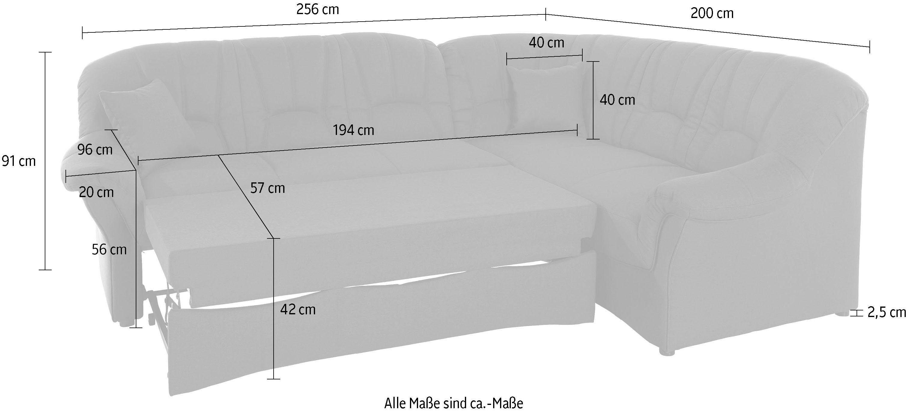 DOMO collection Hoekbank Bahia, tijdloos en elegant, comfortabele armleuningen, L-vorm