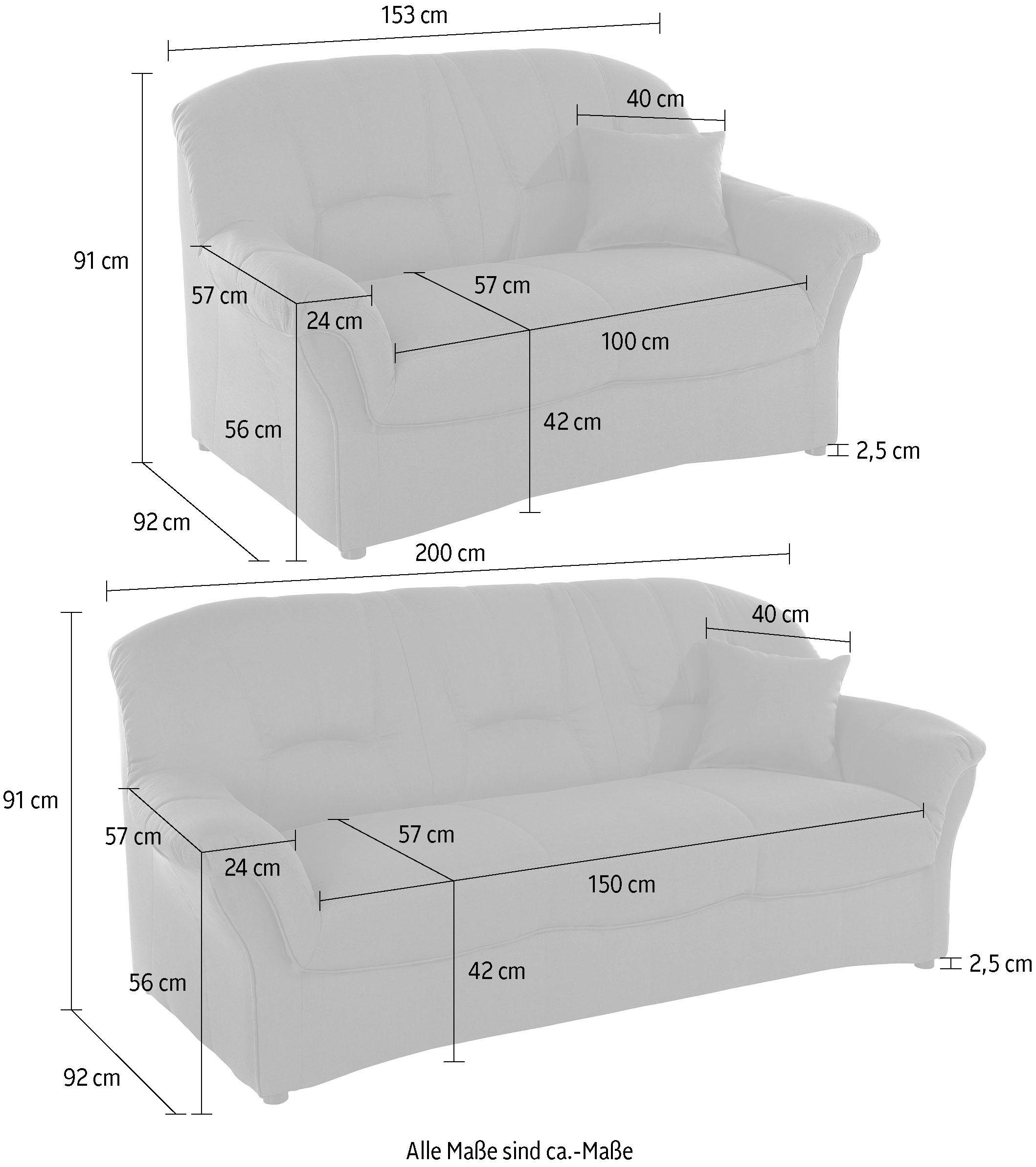 DOMO collection Zithoek Bahia Sitzbelastung 140 kg 3-zits & 2-zits set (set, 2-delig - 2-delig - 2-delig)