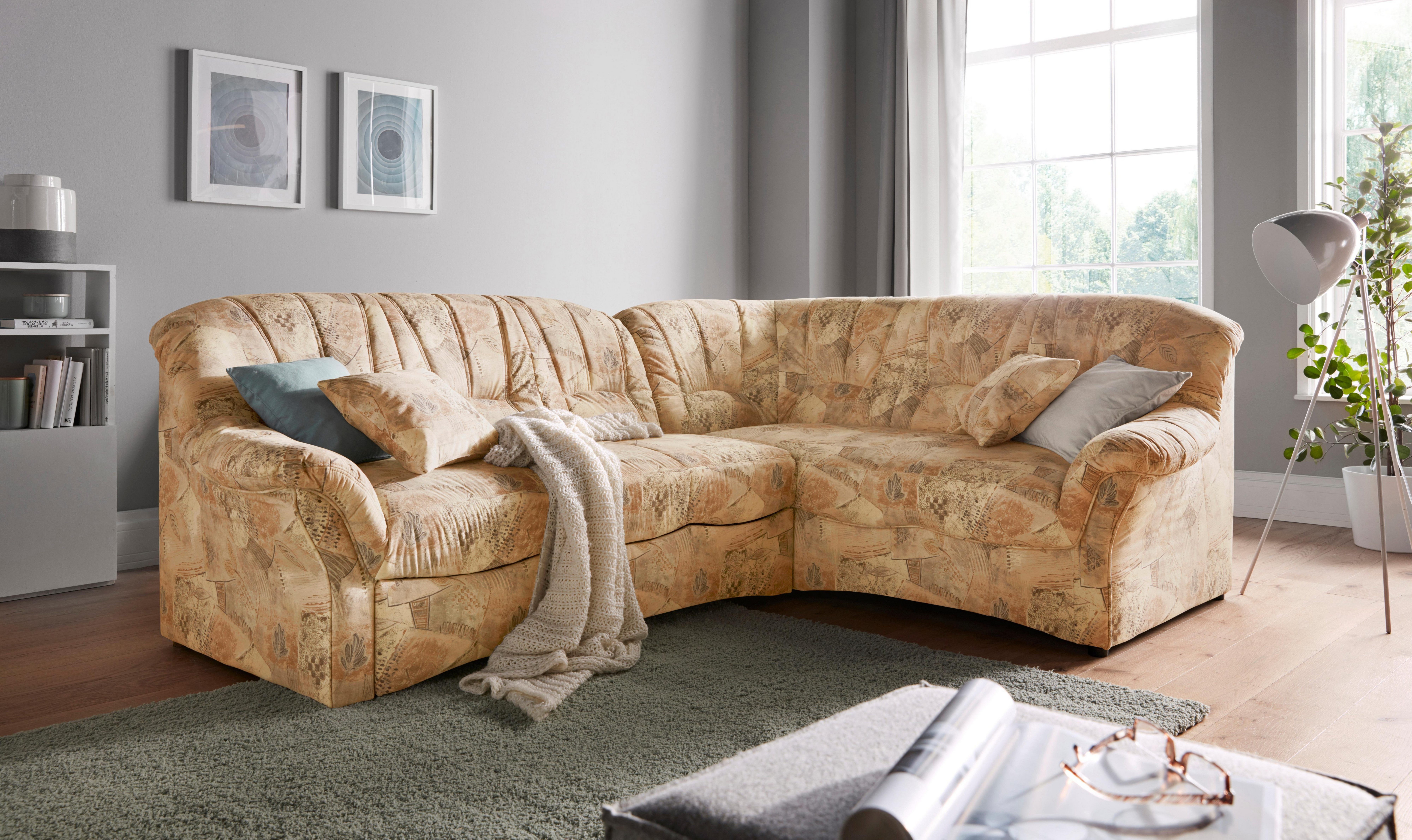 DOMO collection Hoekbank Bahia, tijdloos en elegant, comfortabele armleuningen, L-vorm